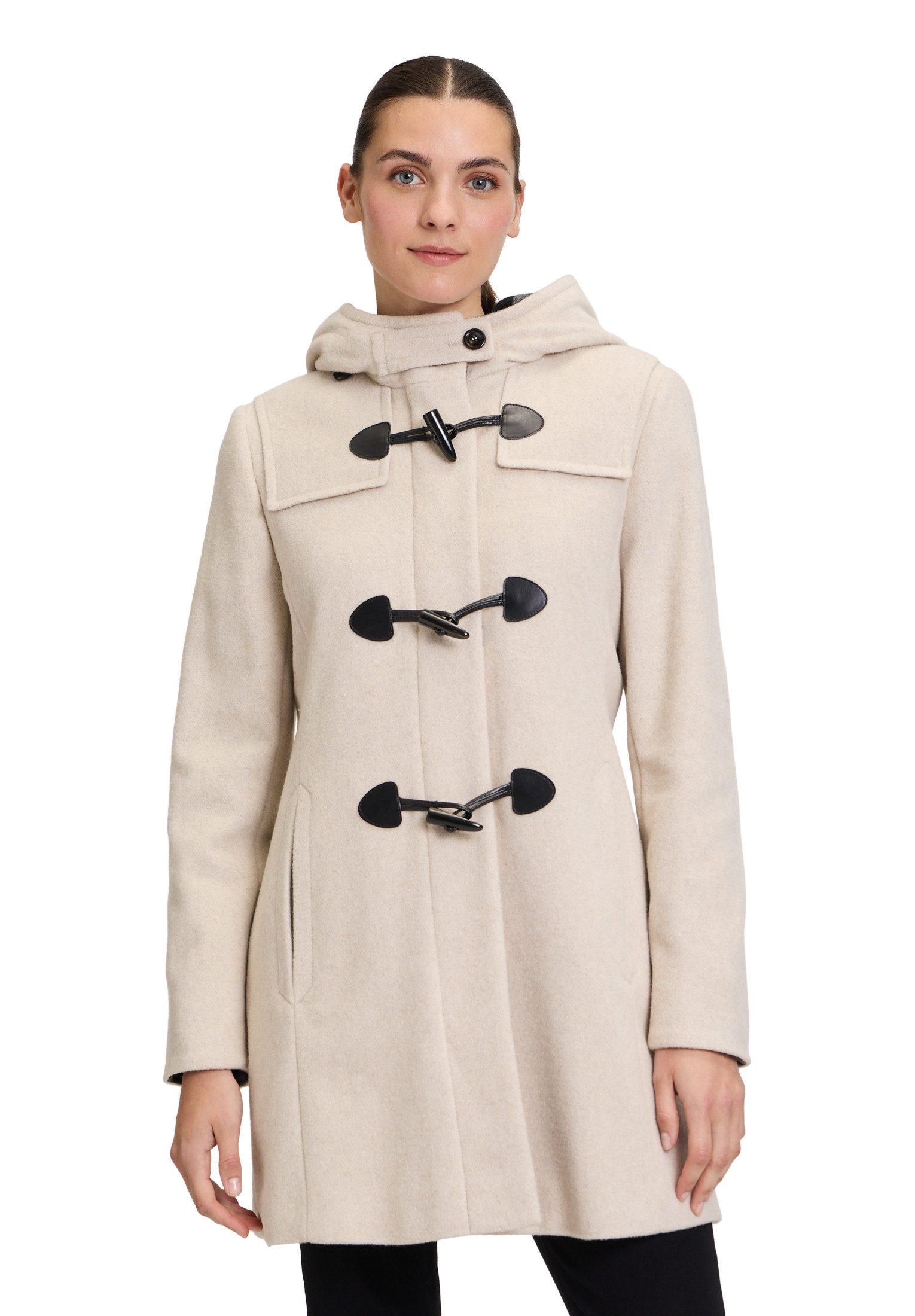 Gil Bret Duffelcoat met wol en capuchon dames mantels maat 42 beige