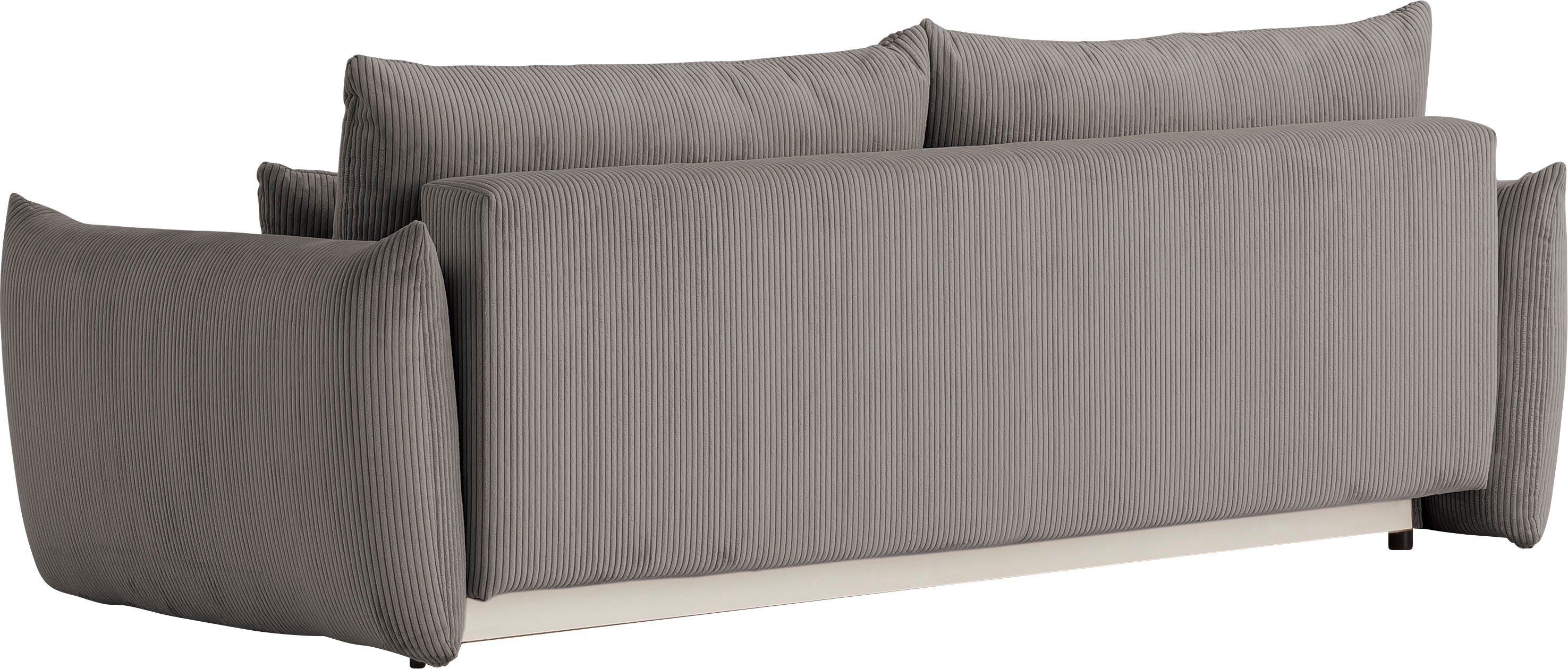 INOSIGN 3-zitsbank MAVAS slaapbank met bedlade ca. 240/108 cm (ligoppervlak 212/145 cm), ribfluweel, chenille, structuur