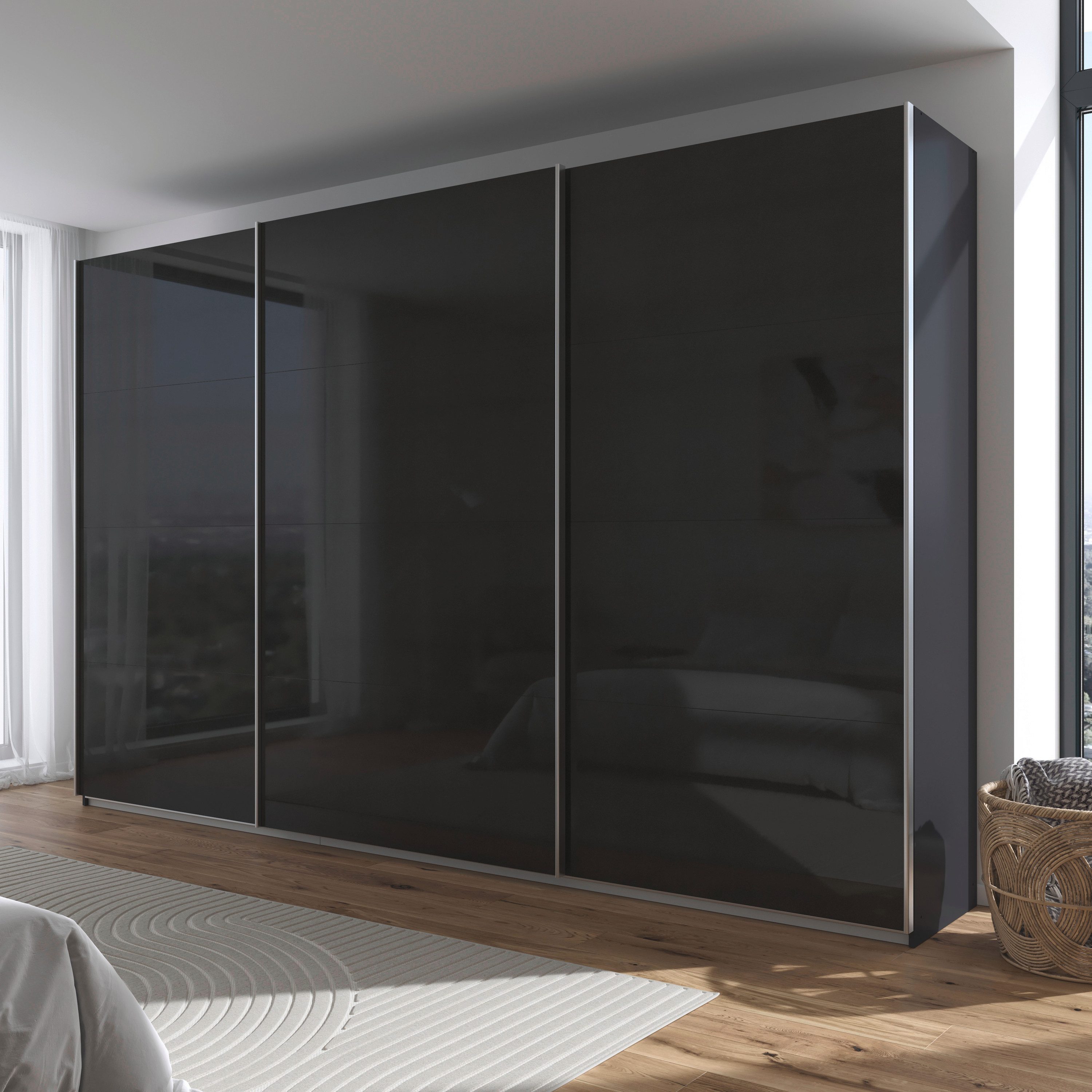 rauch Schuifdeurkast Kledingkast kast garderobe AGORDO met decor- of hoogglansfront doordachte binnenuitrusting, in 4 breedtes en 2 hoogtes made in germany