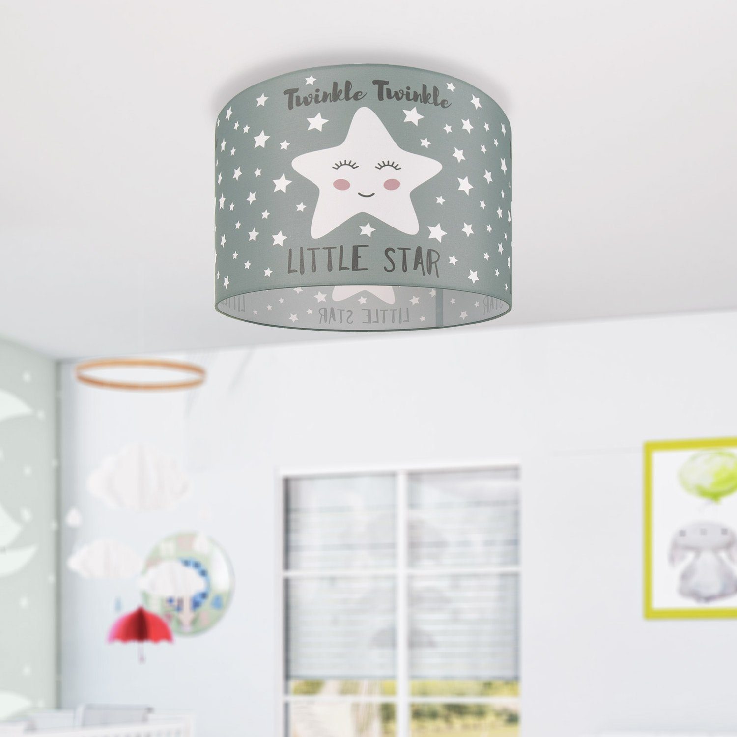 Paco Home Plafondlamp Aleyna 105 Kinderlamp plafondlamp LED kinderkamer lamp sterren-motief E27