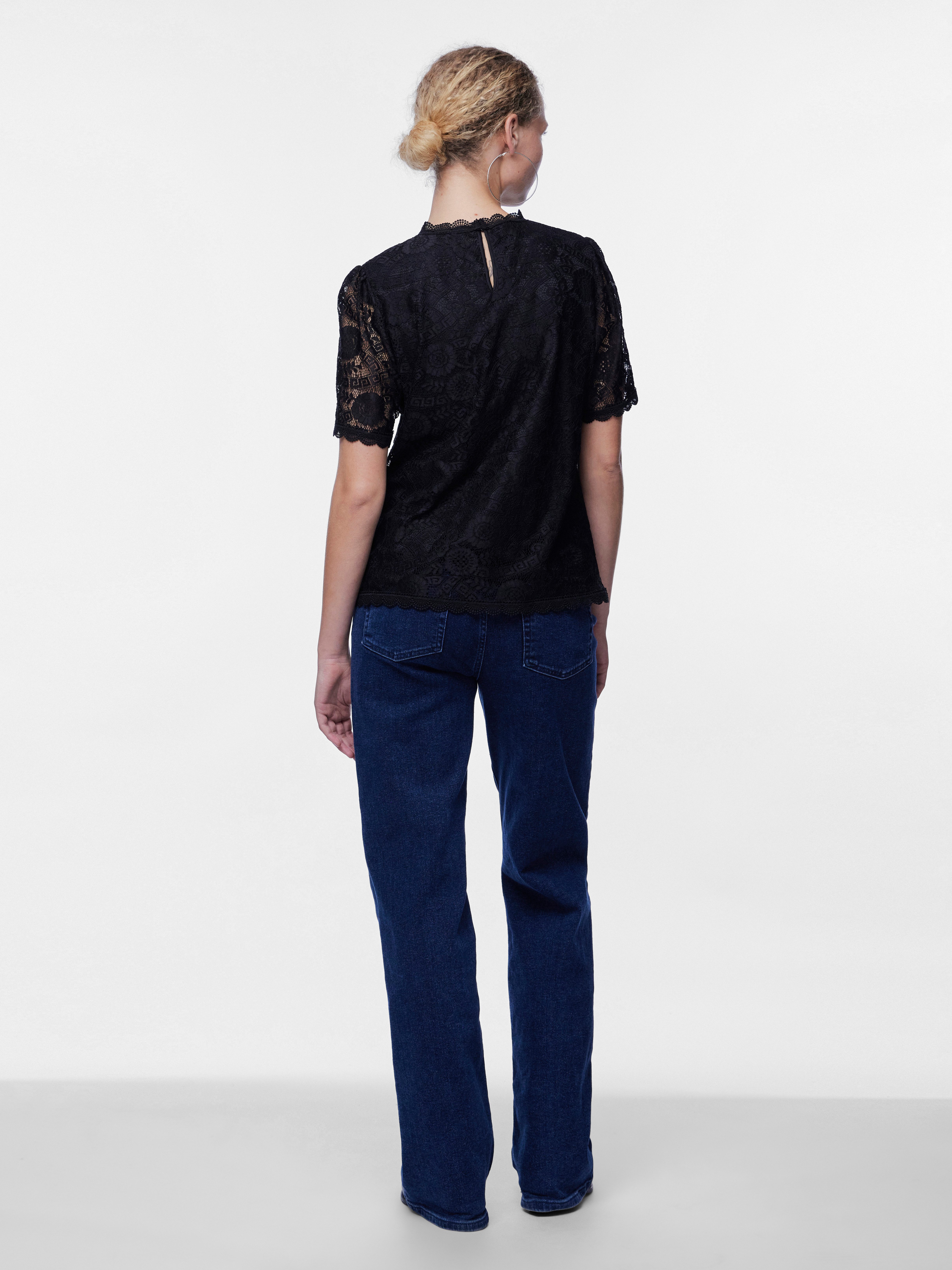 pieces Kanten shirt PCOLLINE SS LACE TOP WVN NOOS