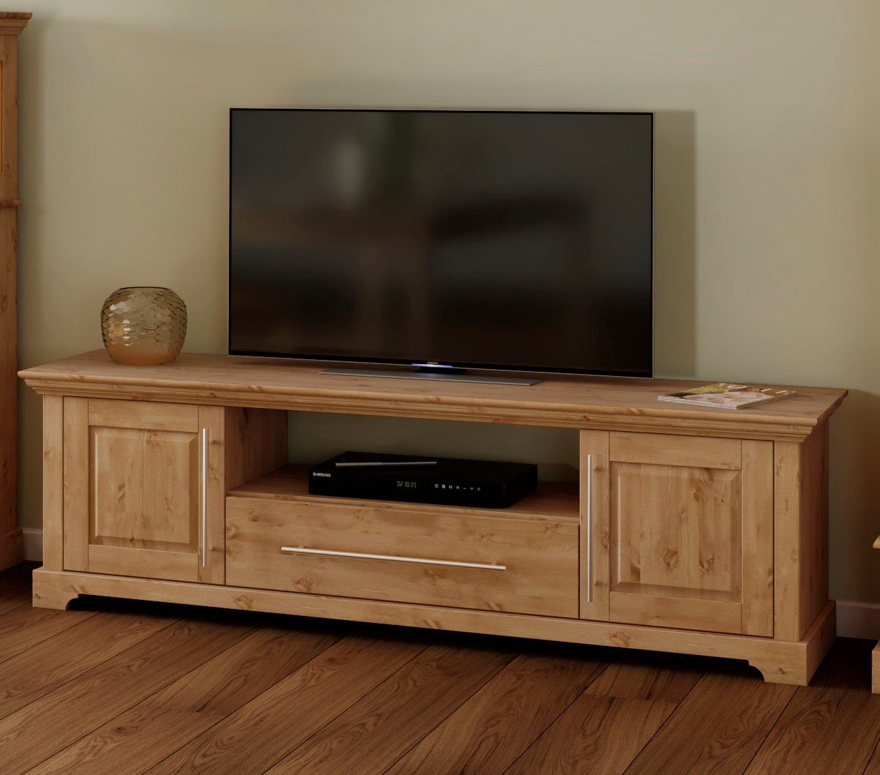 Home affaire Tv-meubel Meliss Lowboard, 2-deurs, breedte 171 cm, massief grenen, FSC lowboards beige