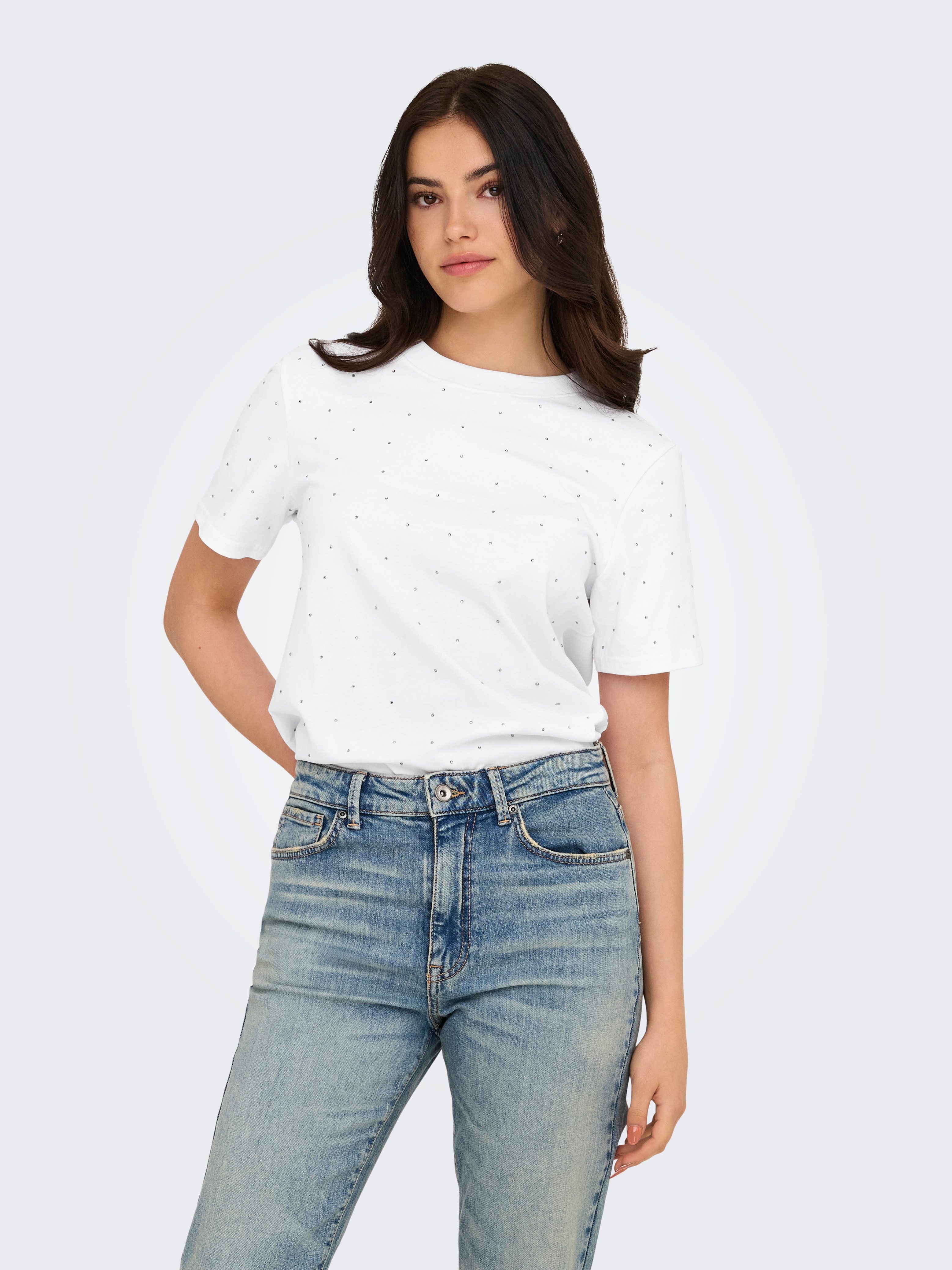 Only Shirt met korte mouwen ONLMONJA S/S STUDS TEE JRS
