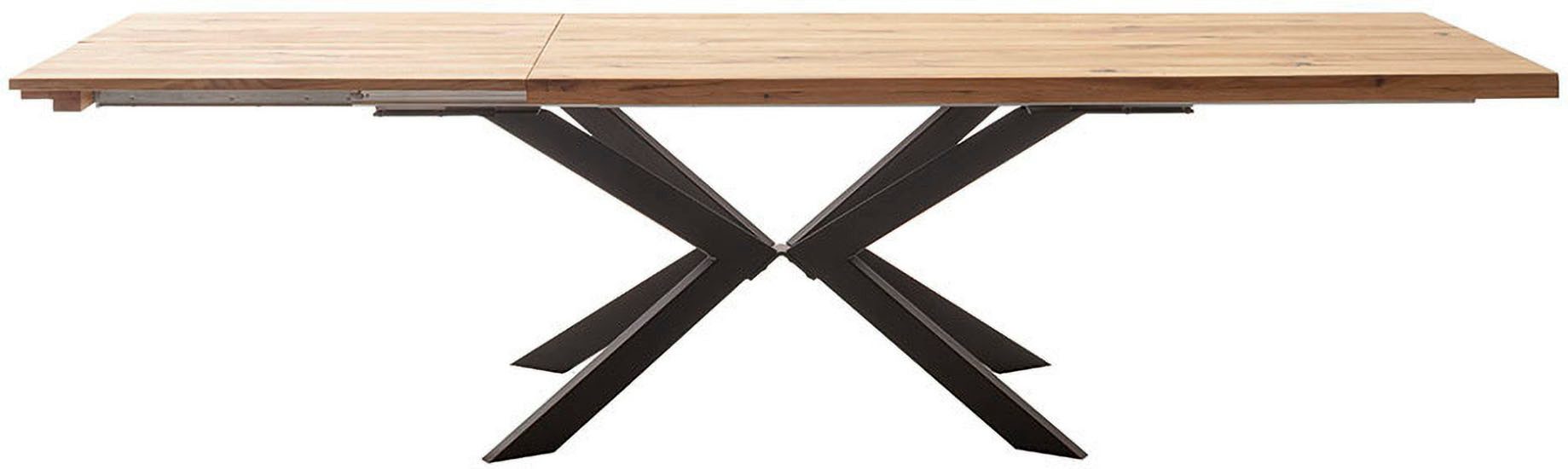 MCA furniture Eettafel BARLETTA uitschuifbare tafel 180-280 cm massief, doorlopende lamel, verdubbeld, metaal, tafelblad 5,0 cm