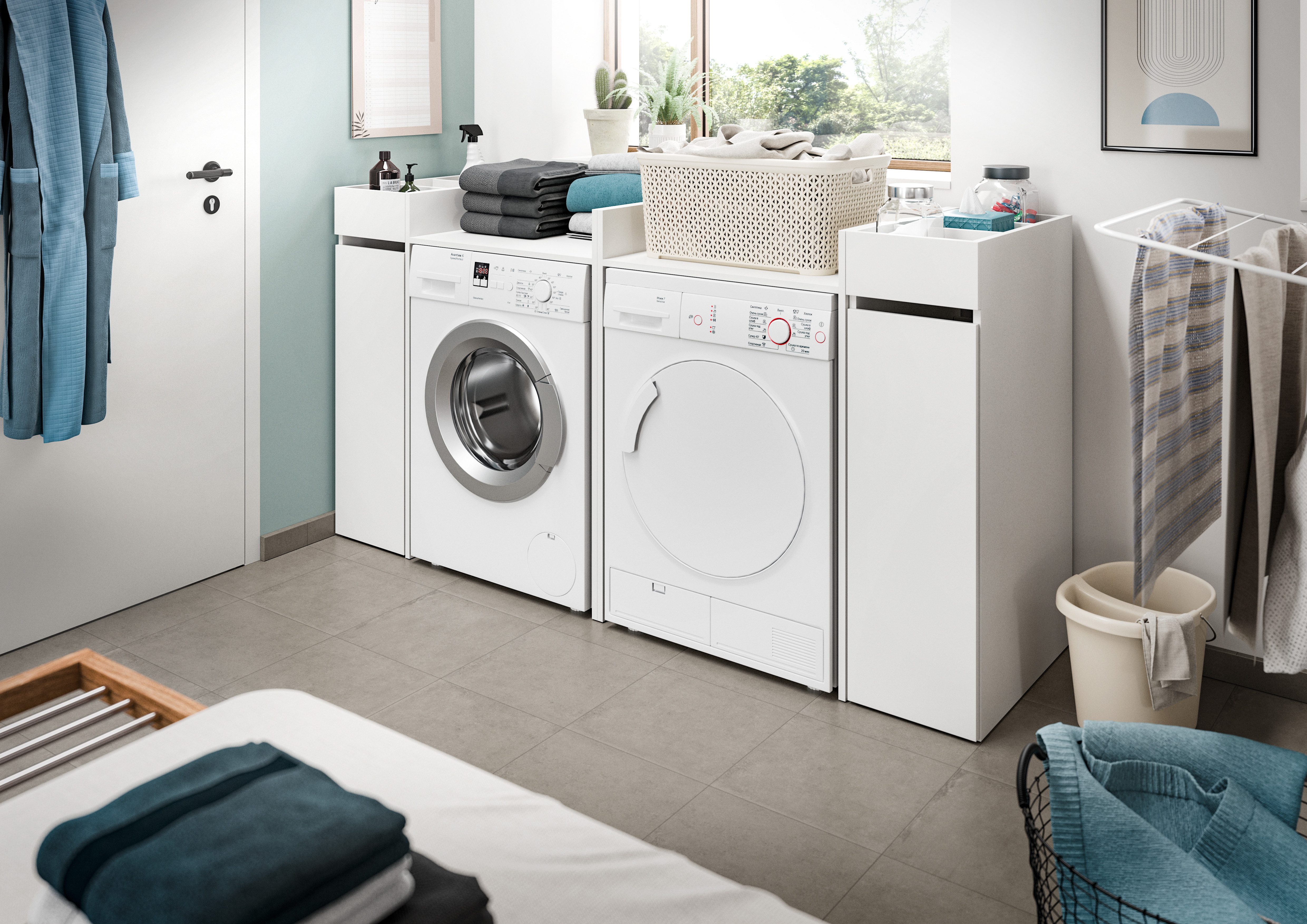 welltime Kast voor wasmachine Falas, breedte 66 cm, voor wasmachine & droger, met opbergruimte