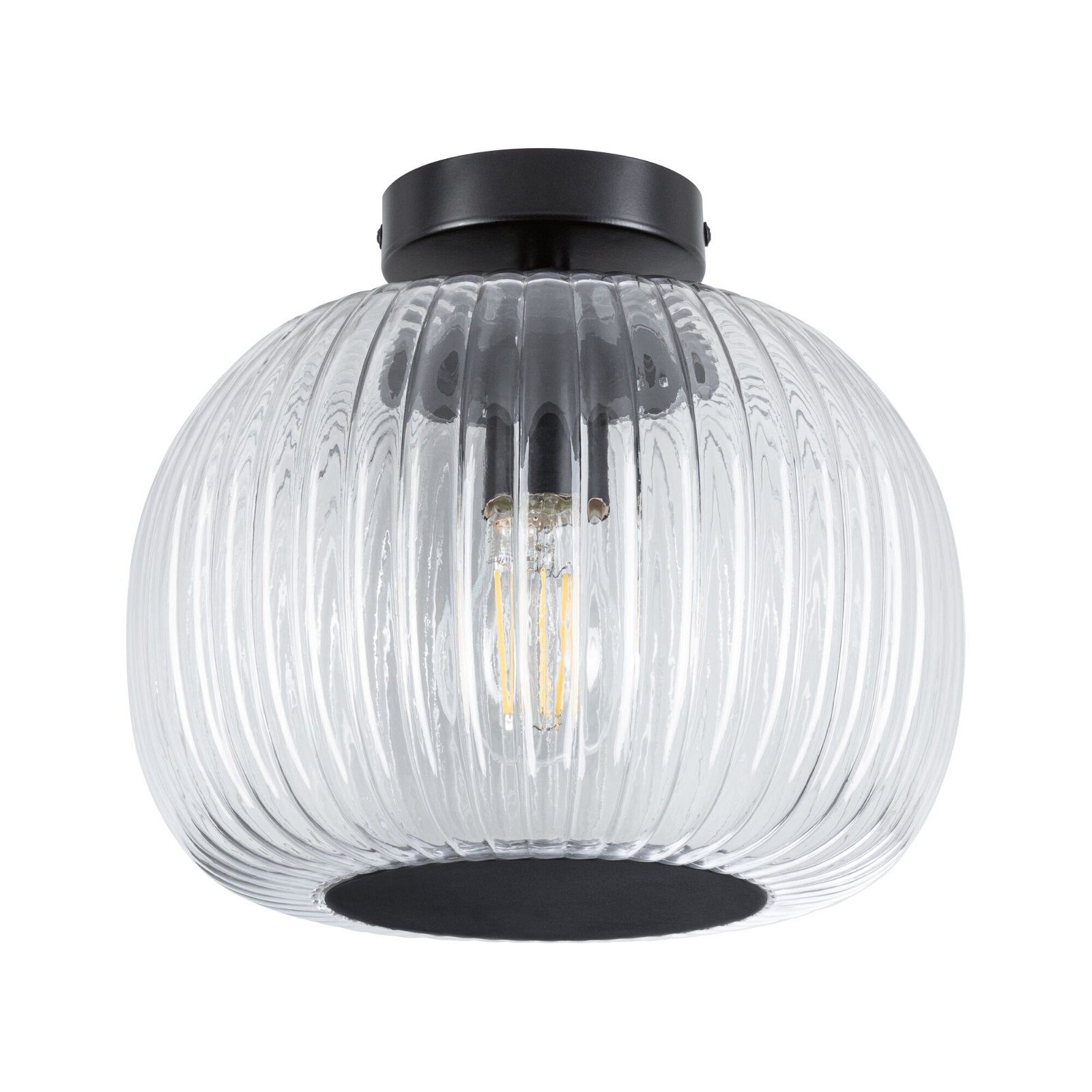 Paulmann Plafondlamp Ruya IP44 E27 230V max. 60W Glas, Zwart mat (1 stuk)