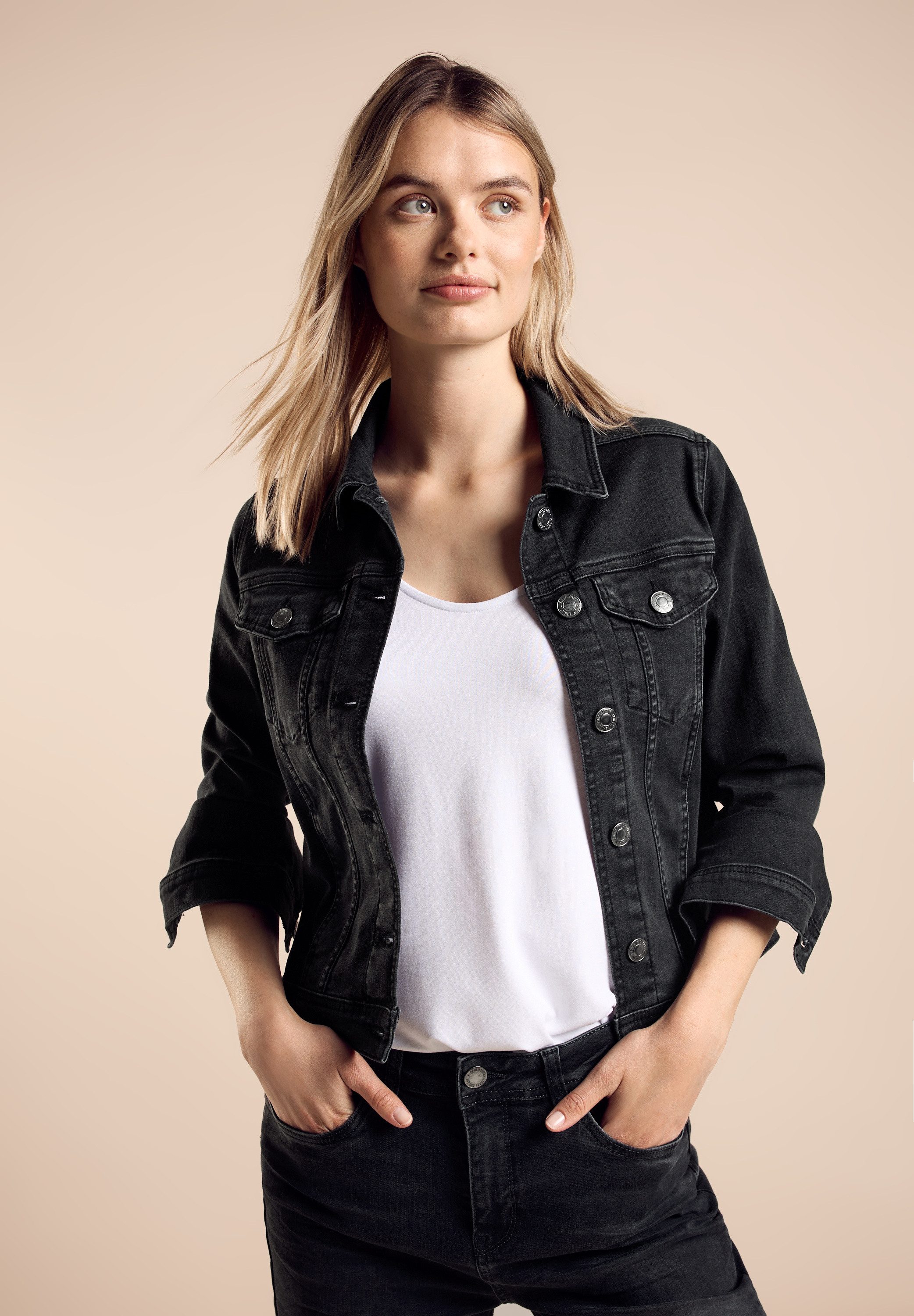 STREET ONE Jeansblazer Jas in gewassen-look