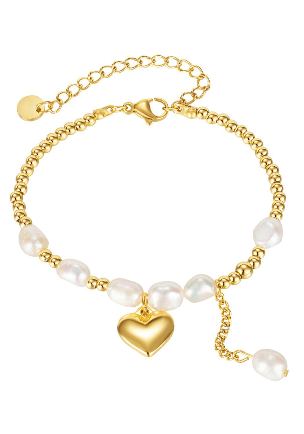 Firetti Edelstalen armband Sieraad cadeau hart & parels dames armbanden goud(kleur)
