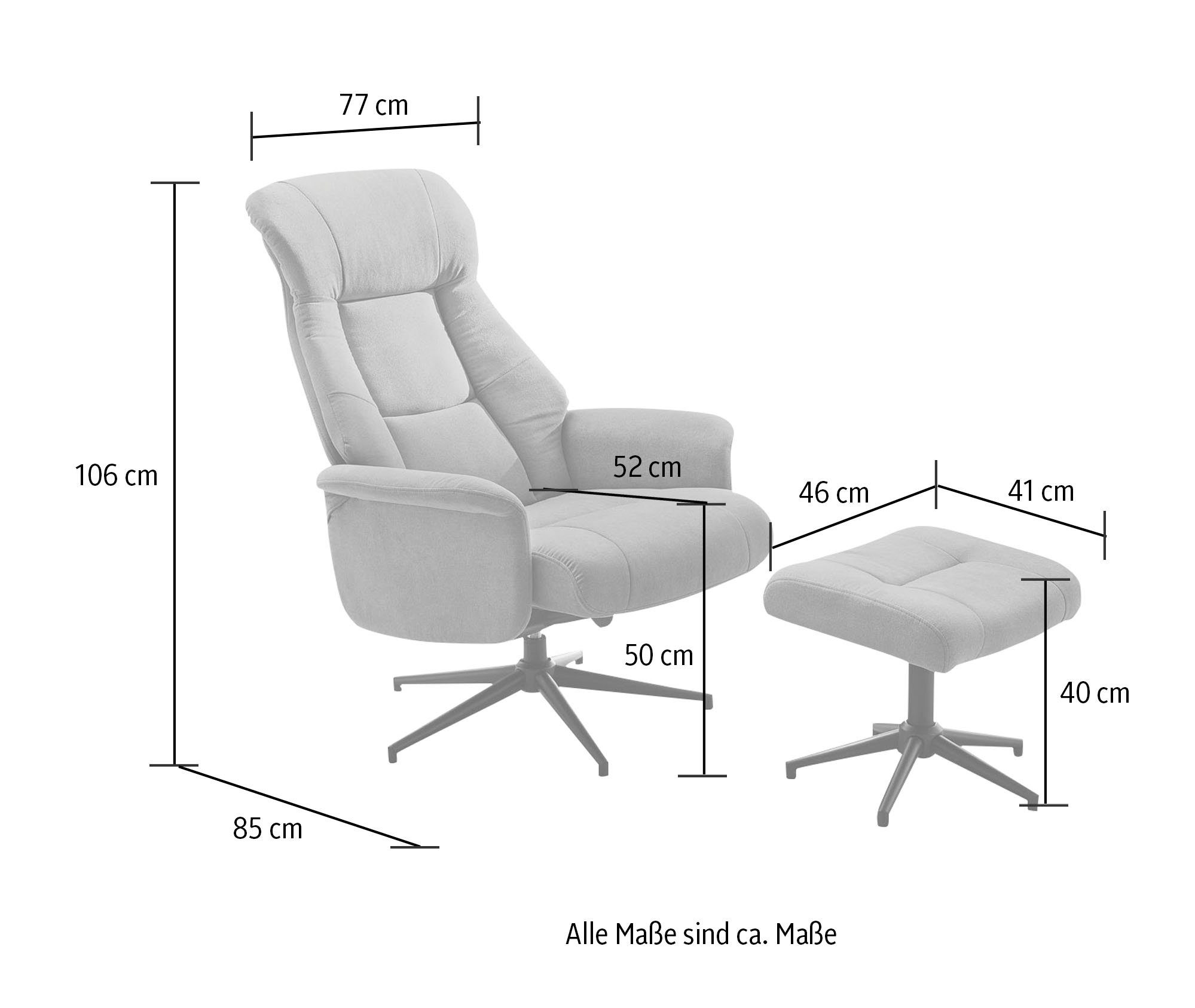 Jockenhöfer Gruppe Relaxfauteuil EVA met voetenbank, draai- en relaxfunctie, aangename zachte bekleding