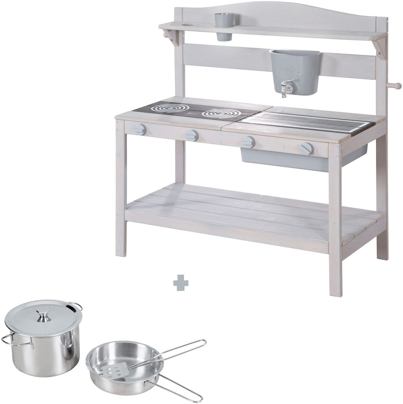 Roba® Outdoor-speelkeukentje Modderkeuken, grijs gelazuurd, van hout