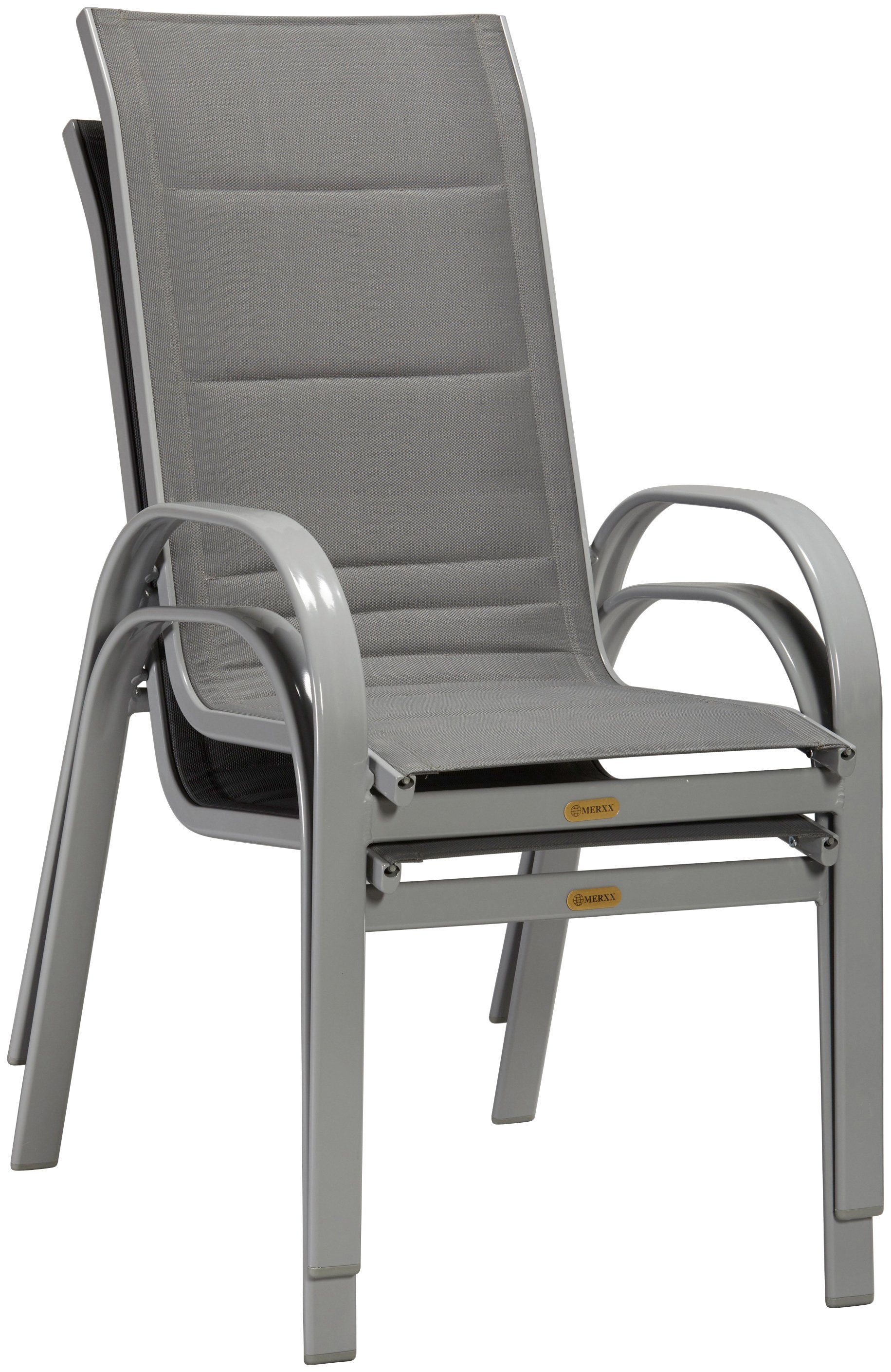 MERXX Stapelstoel Amalfi Deluxe set van 2, aluminium/textiel, stapelbaar (set, 2 stuks)