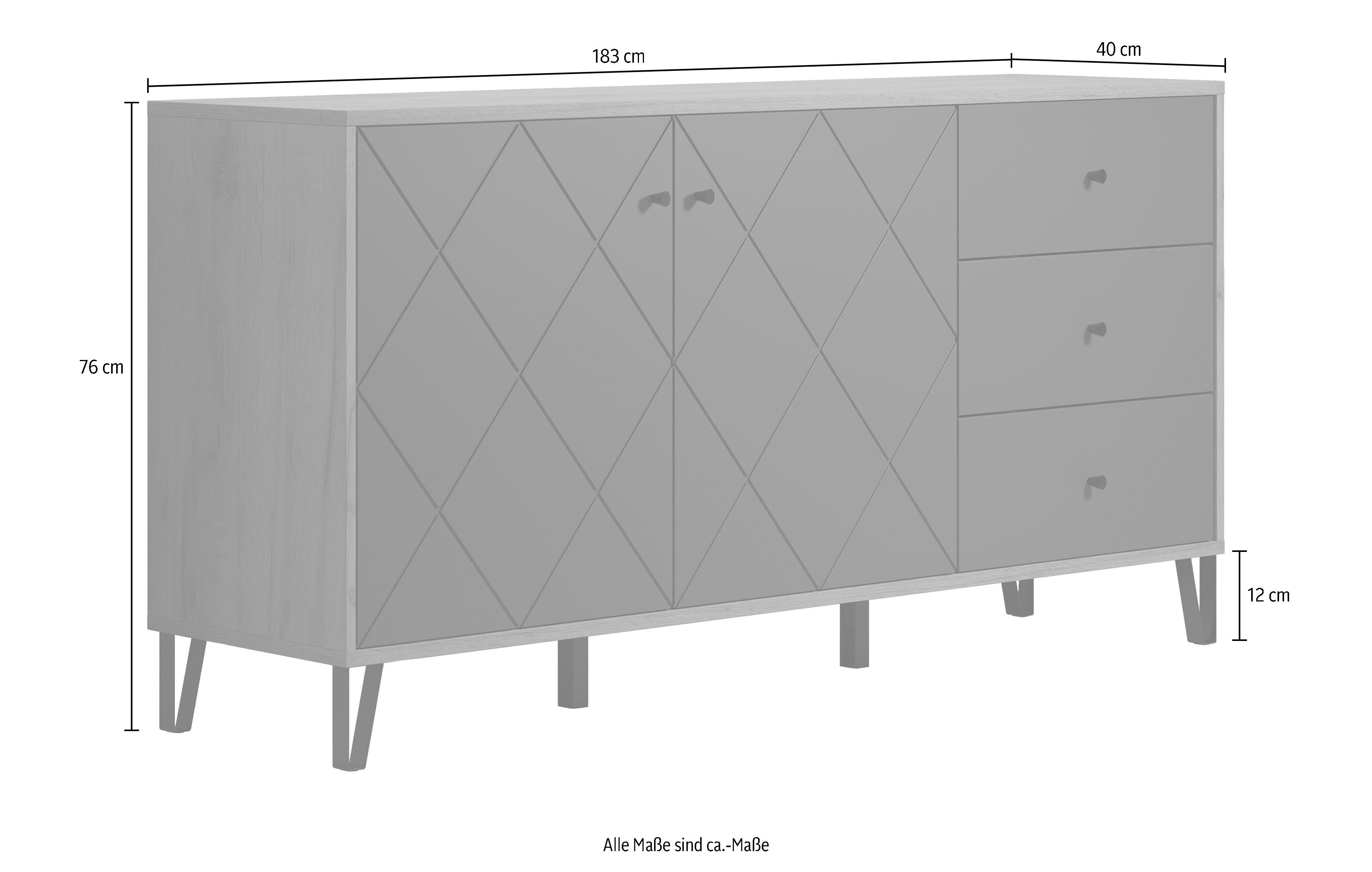Places of Style Dressoir MOLVENO opvallend design met gestructureerde fronten, soft-closetechniek (1 stuk)