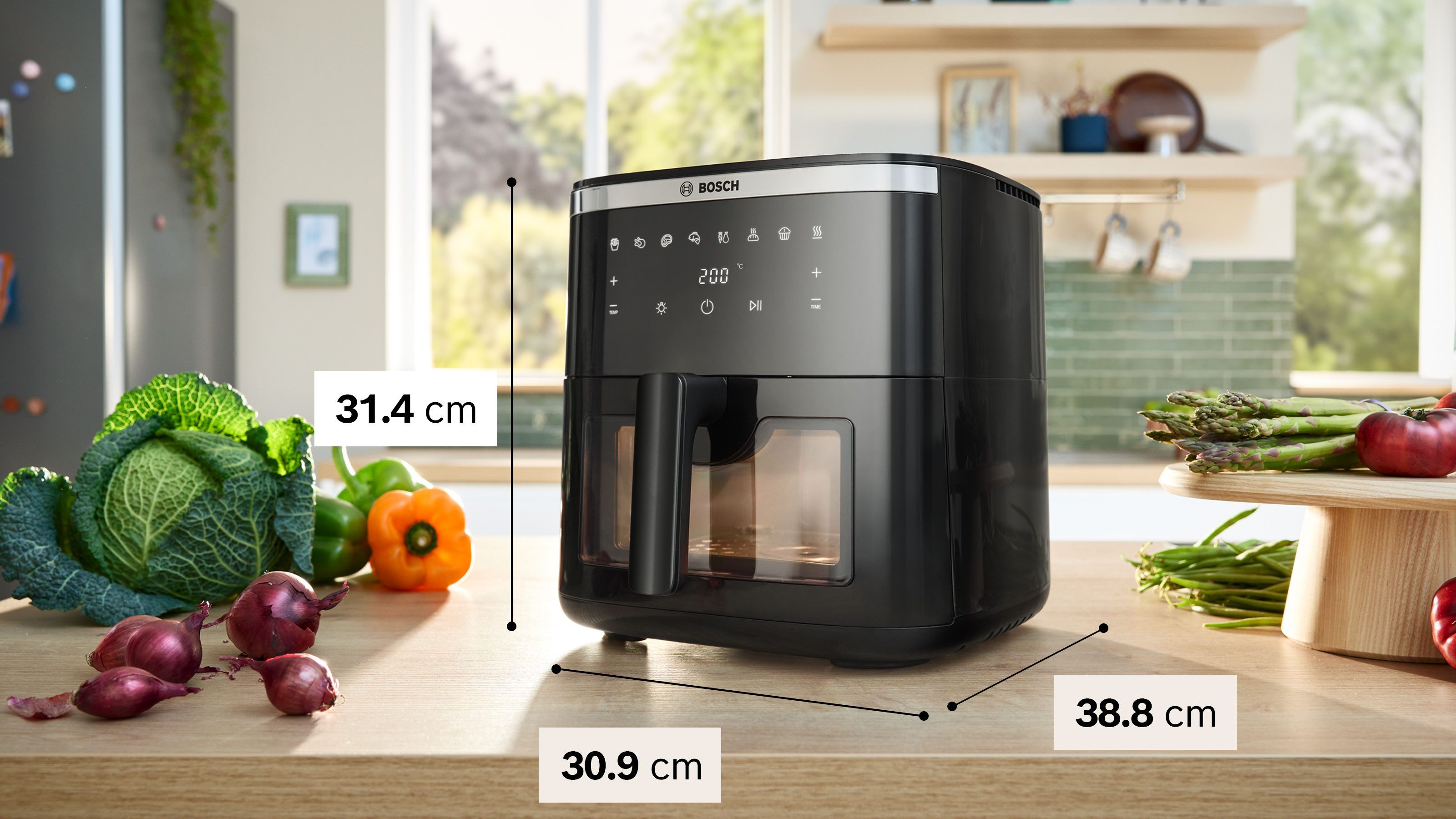 BOSCH Airfryer Air Fryer Serie 6, MAF671B0, 7,2l, Sichtfenster, 7 Programme, schwarz