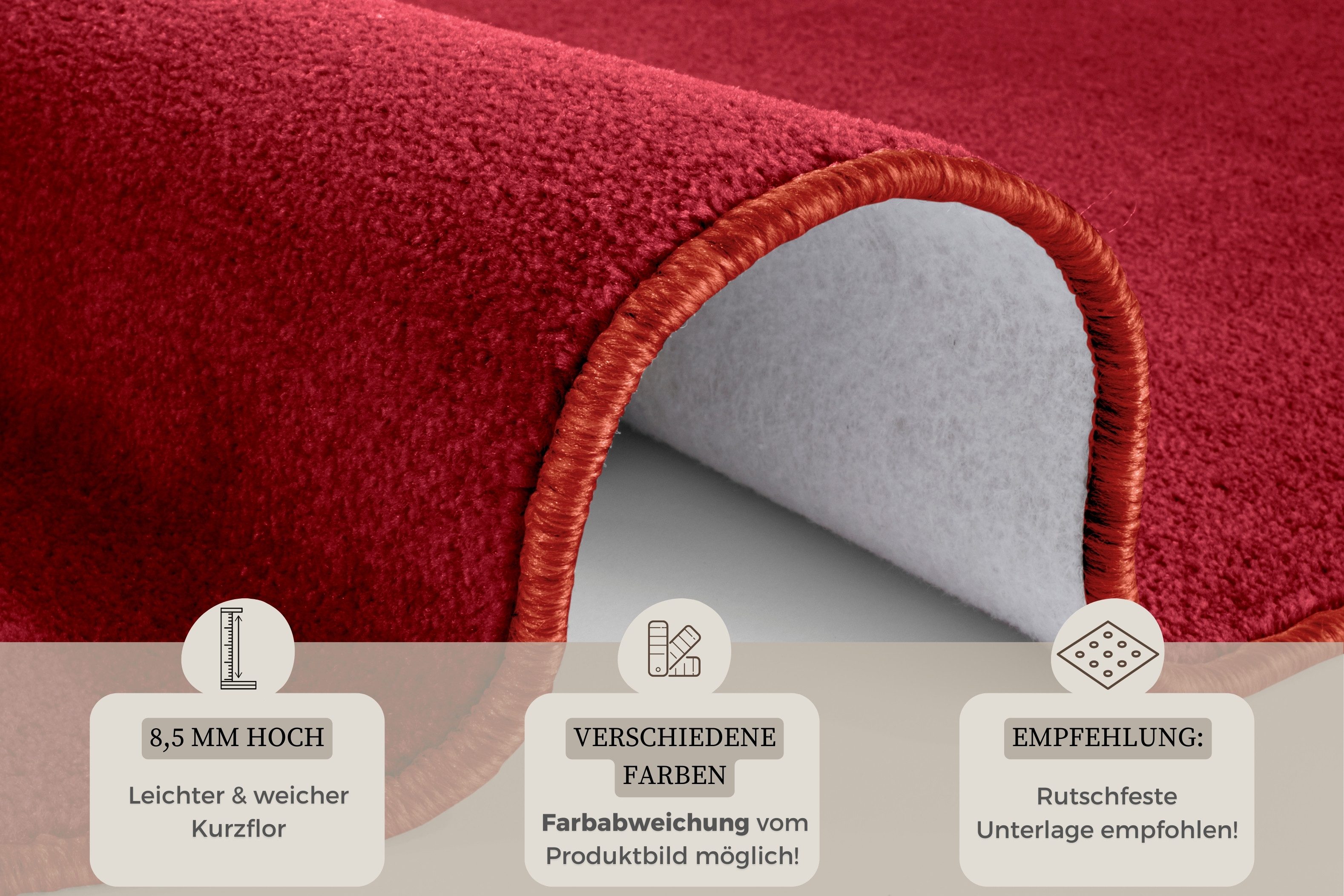HANSE Home Vloerkleed Shashi Korte pool, unikleur, vloerkleed, zacht, eetkamer, kinderkamer, hal