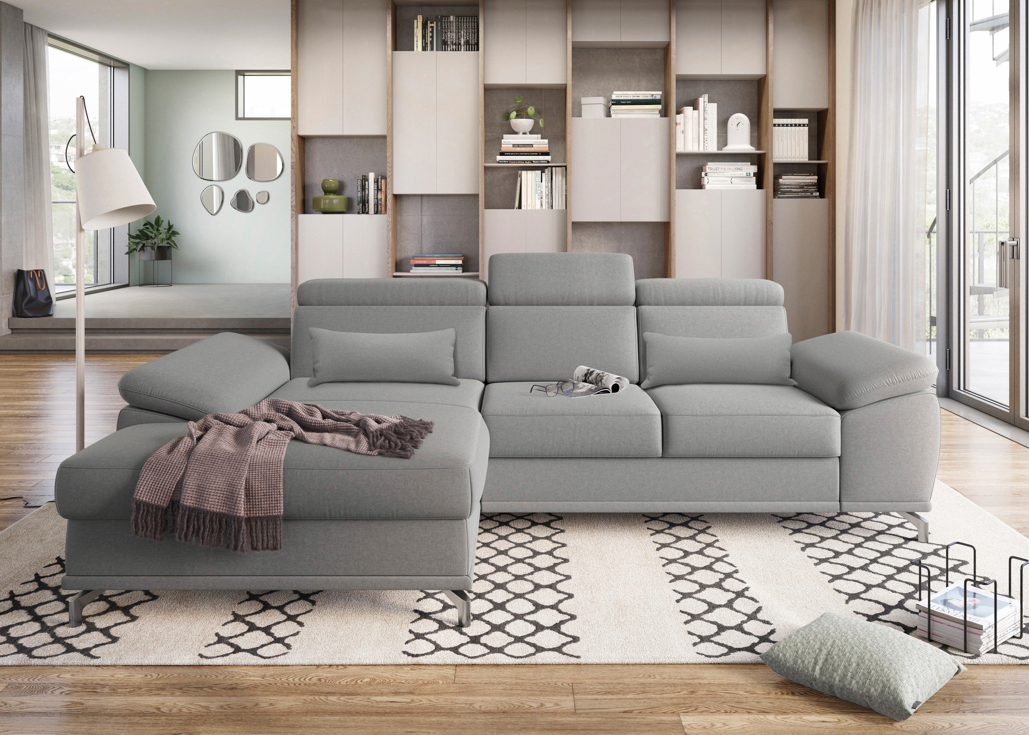 sit&more Hoekbank Cabrio L-vorm, met zitdiepteverstelling, arm- en hoofdsteunverstelling