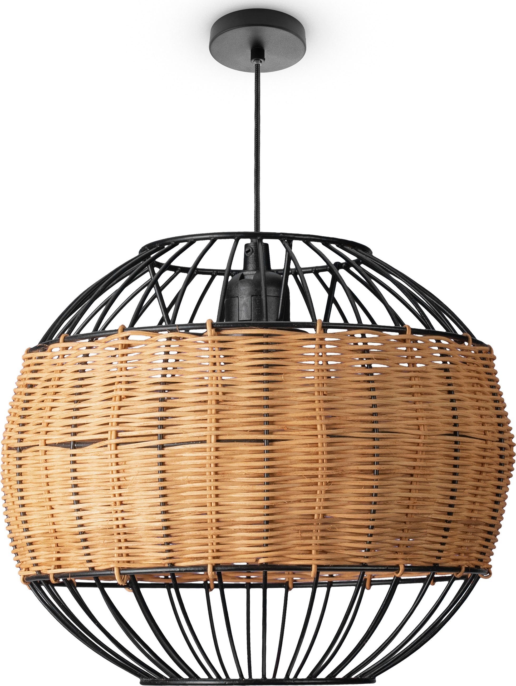 Paco Home Hanglamp PUGLO Rattan pendellamp mand lamp LED rond eettafel lamp E27 Boho