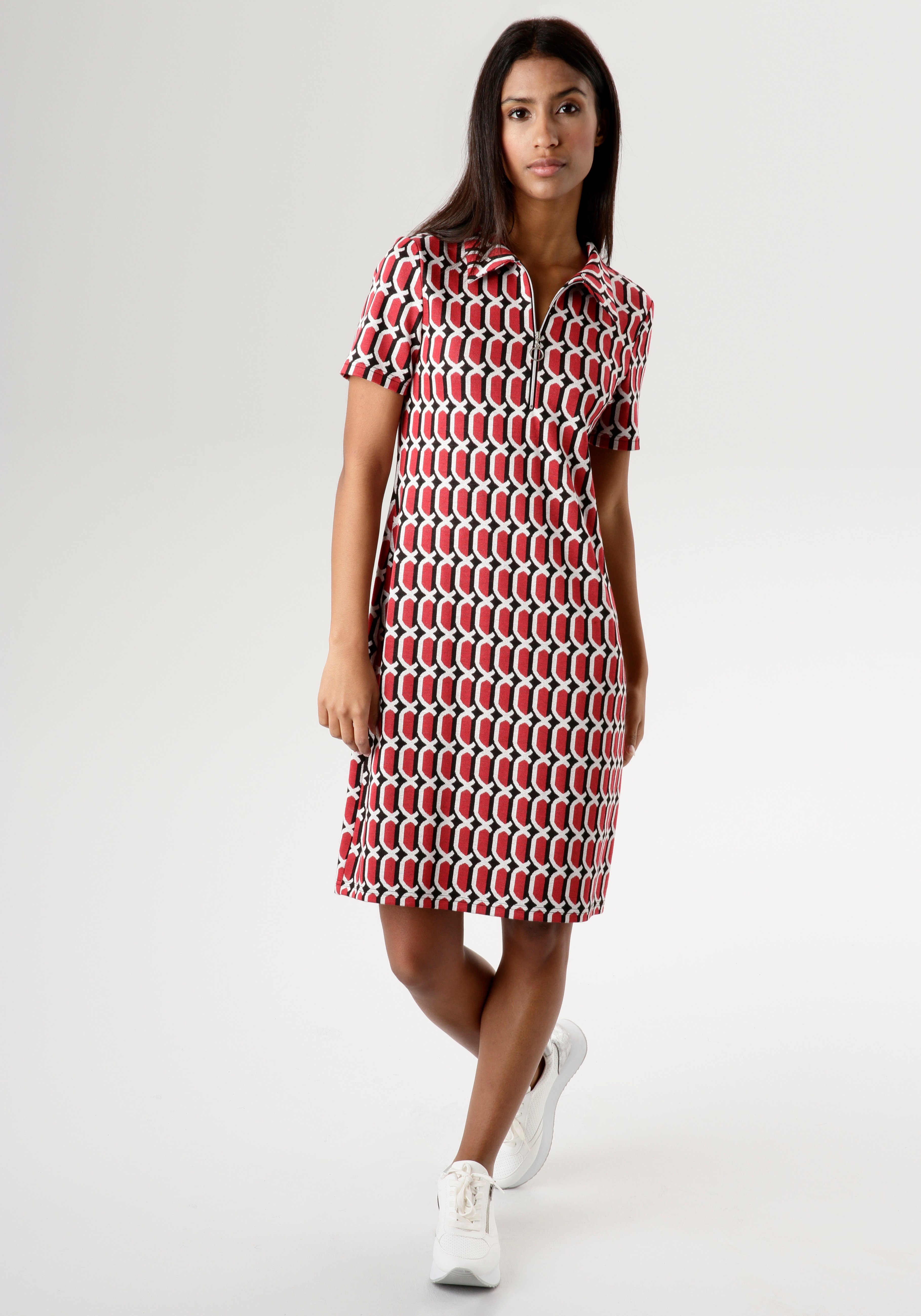Aniston SELECTED Jerseyjurk met zilverkleurige ritssluiting