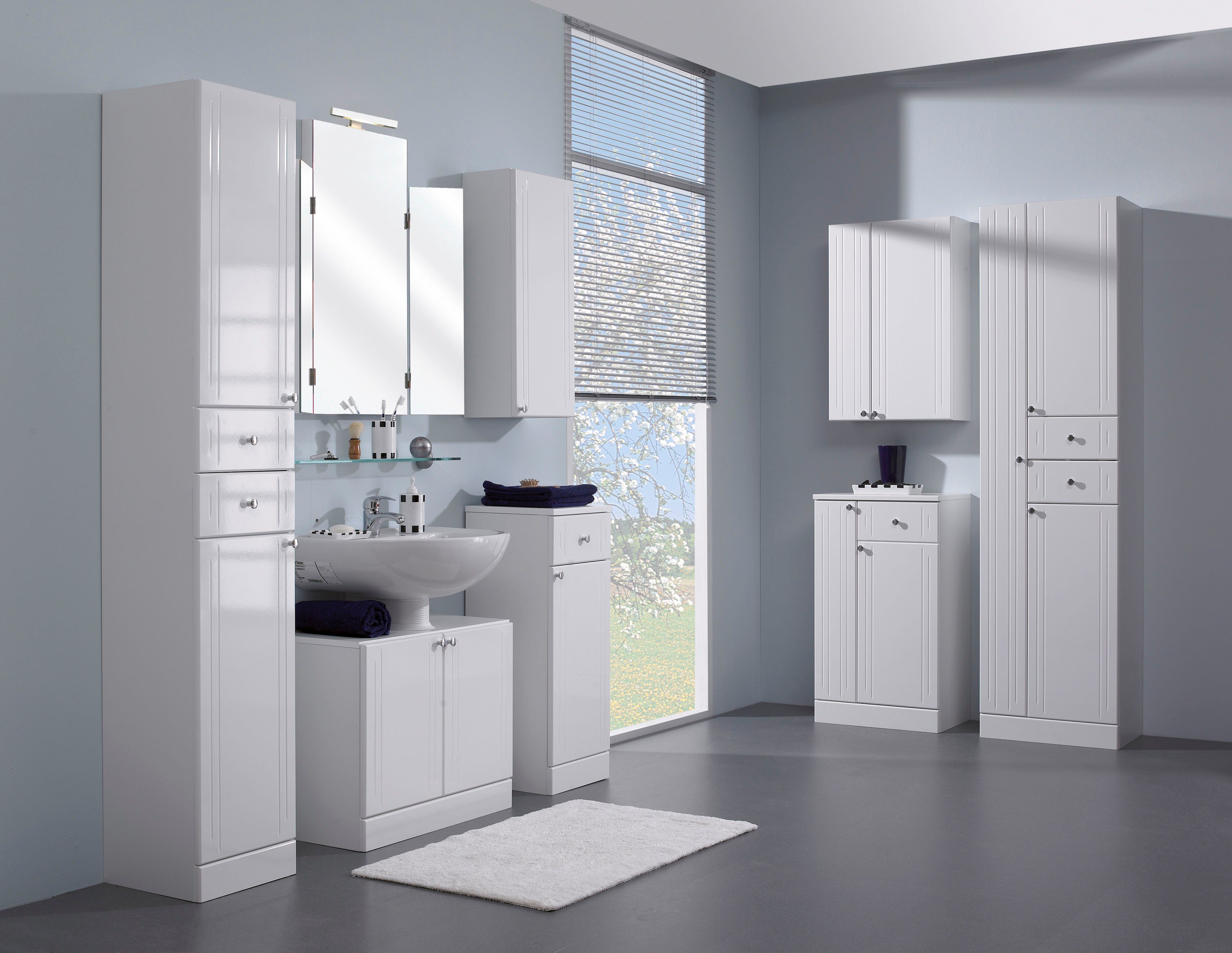 Saphir Hangend kastje Quickset 955 wand-badkamerkast 32,5 cm breed met 1 deur, 2 planken