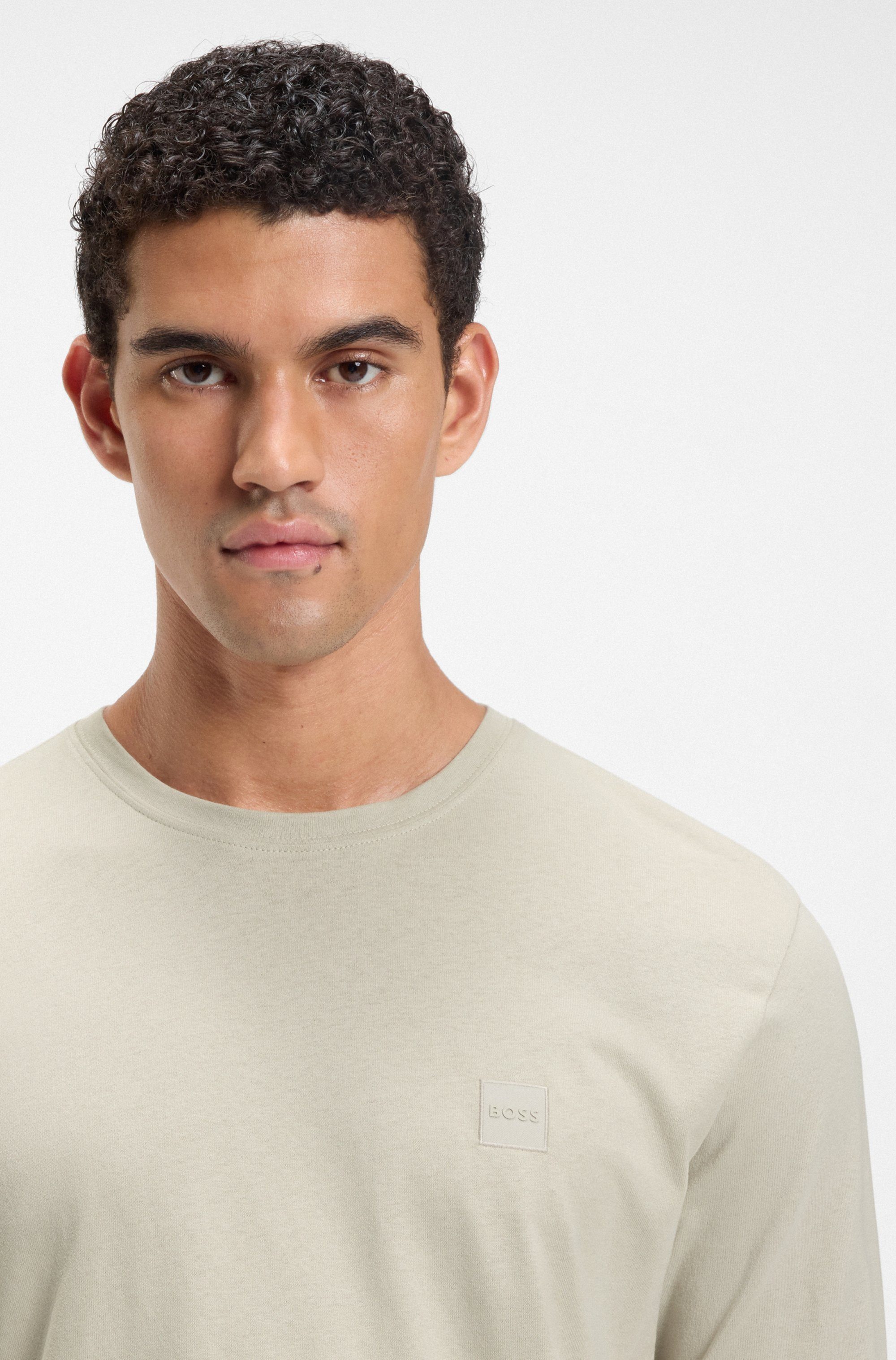 Boss Orange Shirt met lange mouwen Tacks met merkembleem op de borst