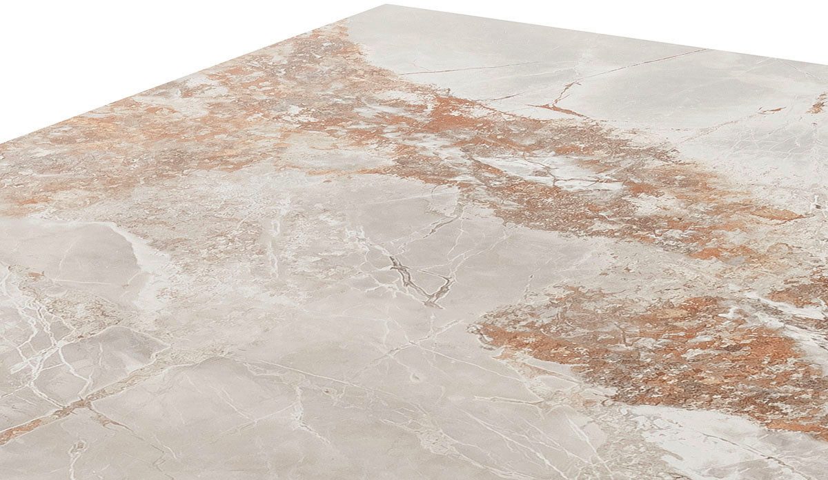MCA furniture Eettafel TESERO uitschuifbare tafel 200-300 cm Keramiek, roestvrij staal, marmer-look, uittrekbaar, belastbaar tot 100 kg, 10-12 personen
