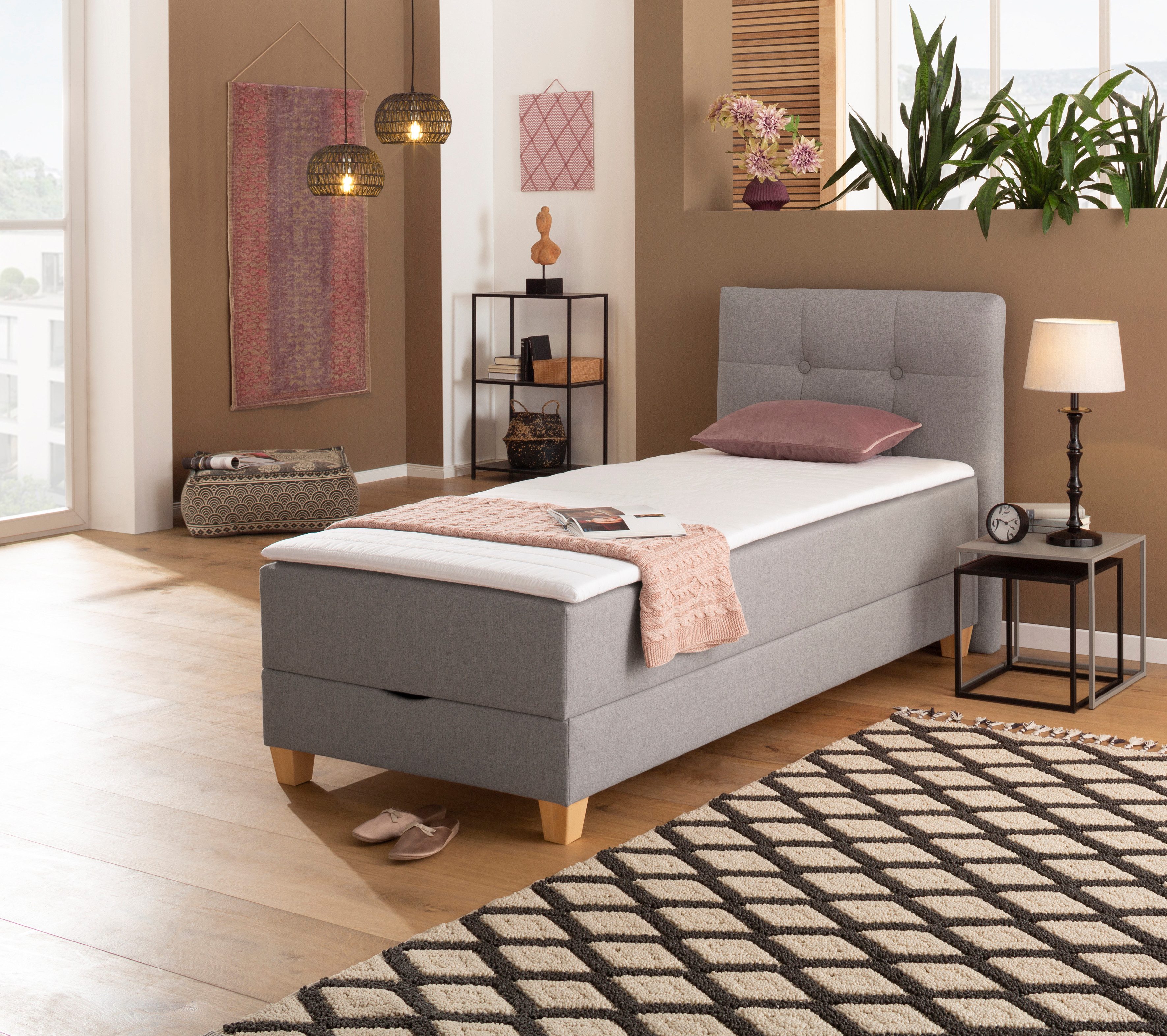 Home affaire Boxspring Lonrai in h2, h3 & h4 en xxl - verlengde 220 cm kiesbaar, incl. topper