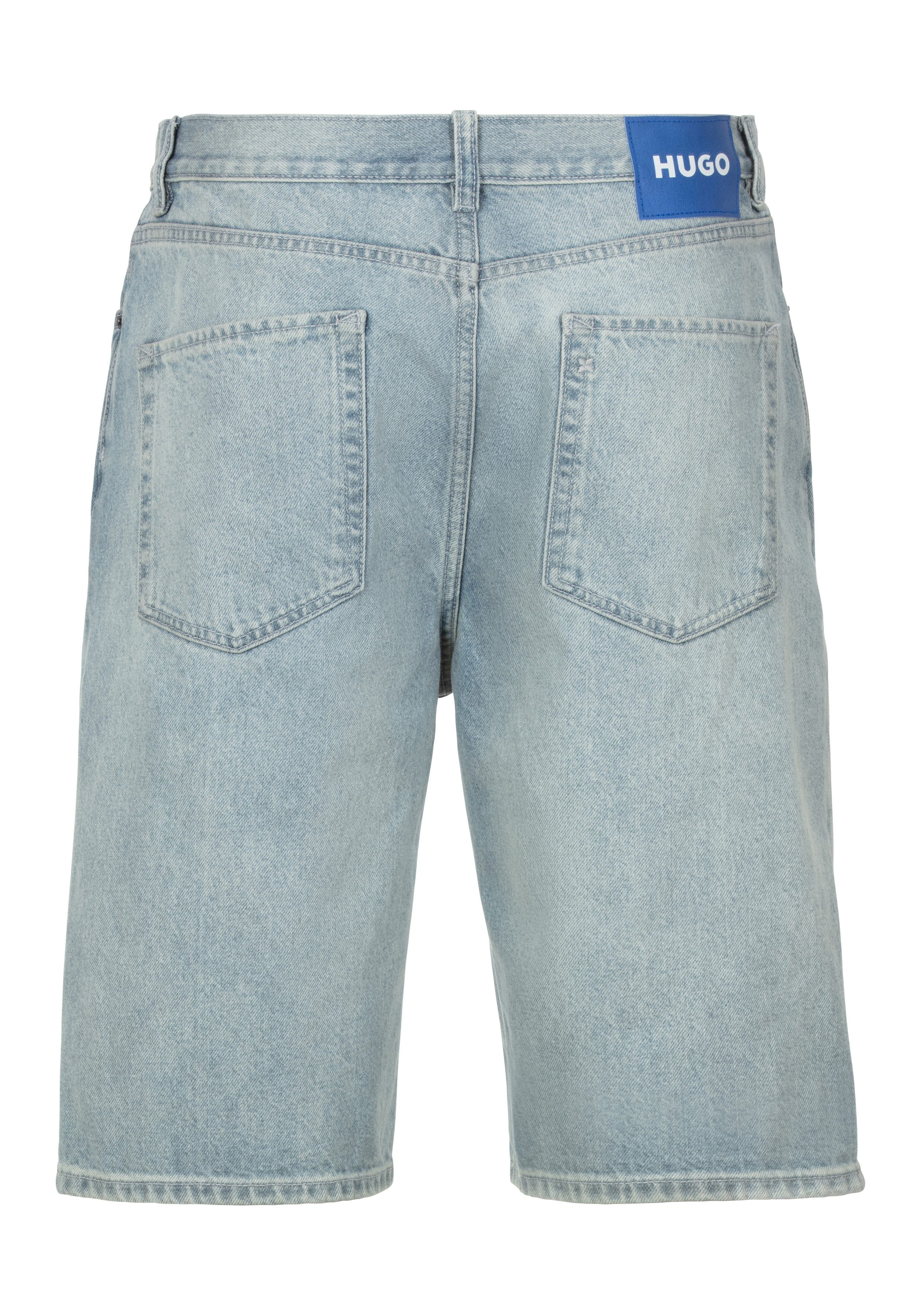 HUGO Blue Short Skate shorts met logo-lederpatch aan de taille