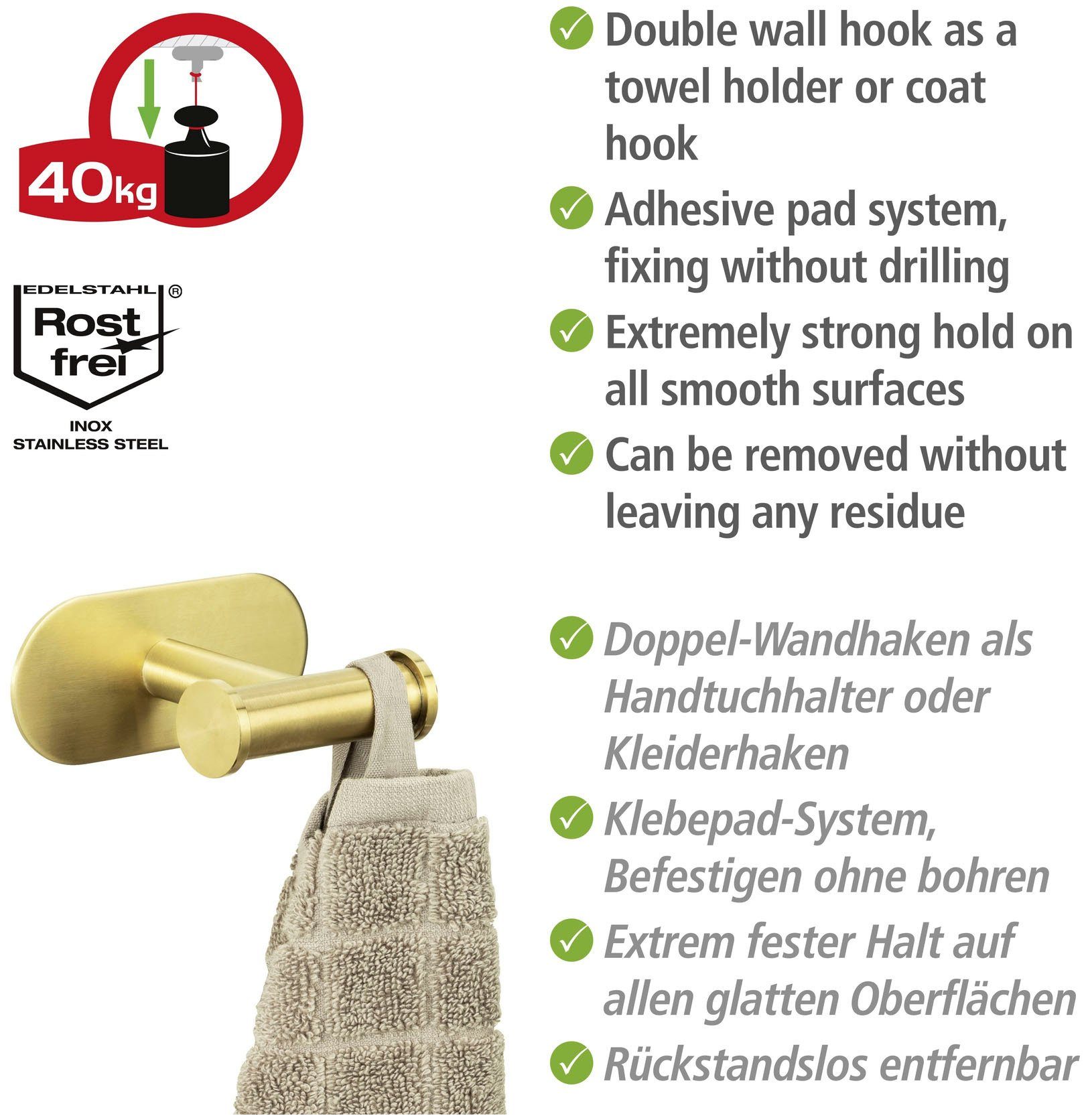 WENKO Wandhaak Turbo-Loc® Duo Bevestigen zonder boren
