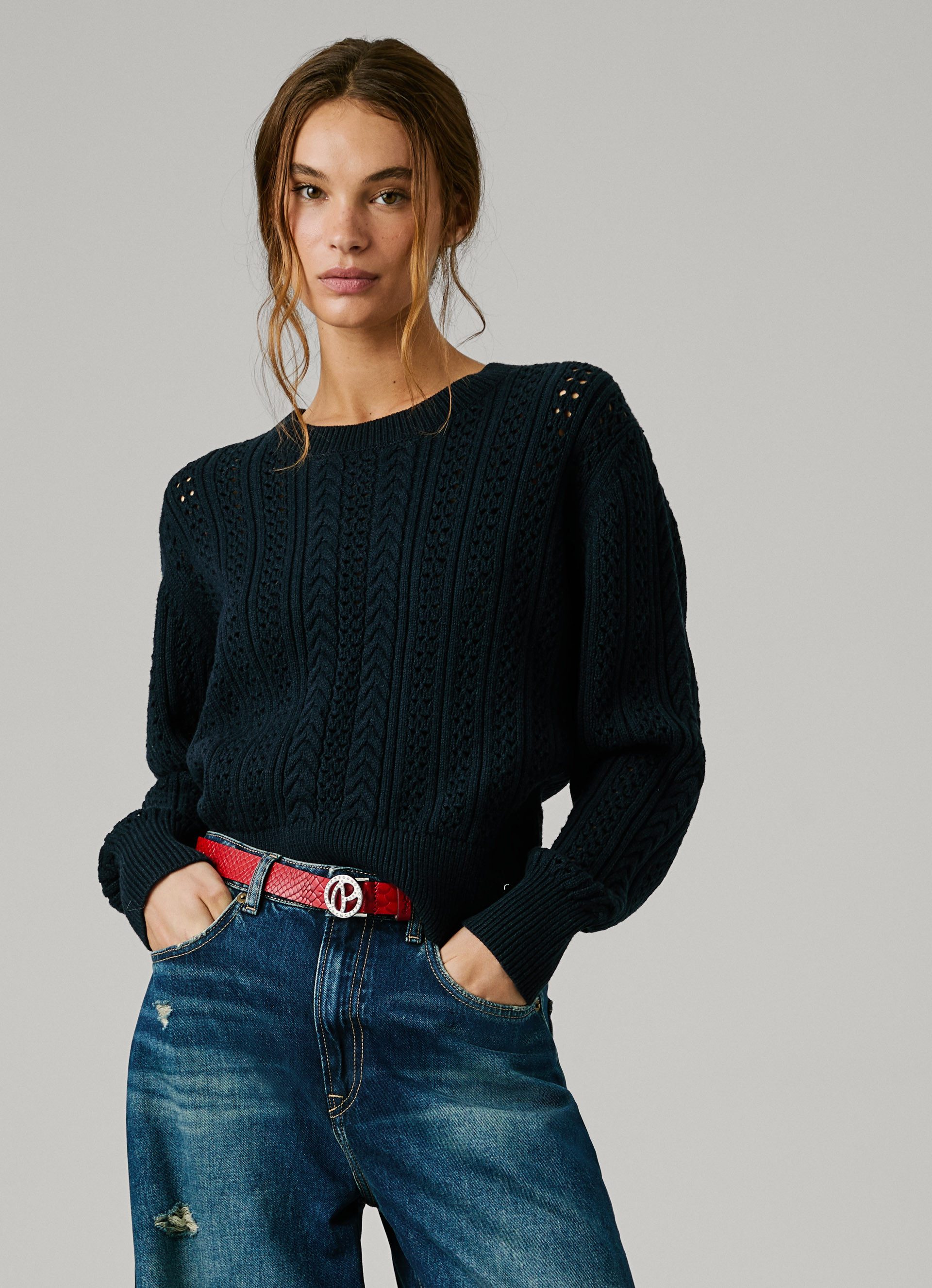 Pepe Jeans Gebreide trui CANDIDE met perforatiemotief
