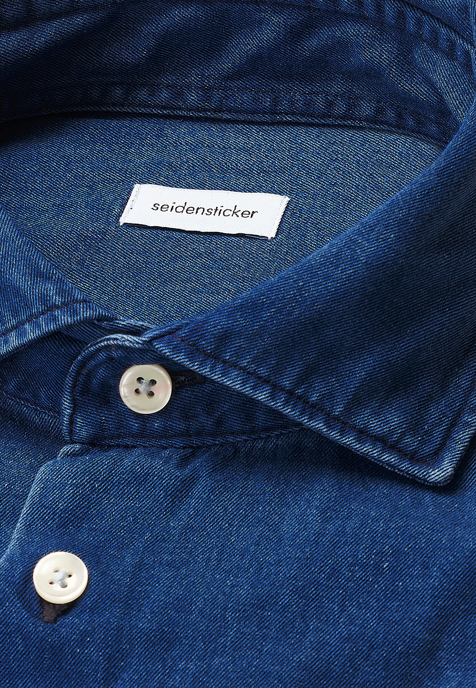 seidensticker Jeans overhemd Zwarte roos Regular 1/1 Kent kraag denim