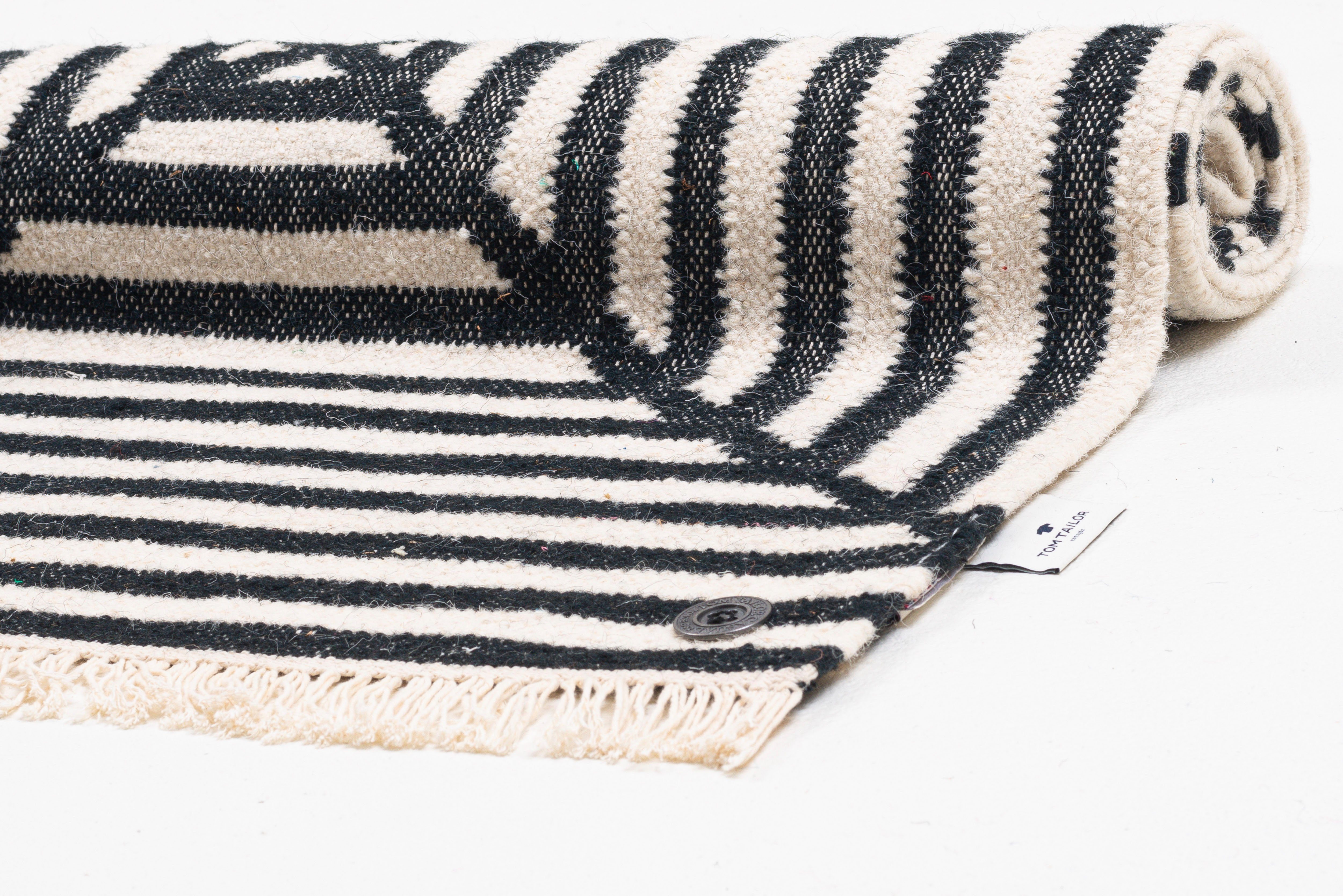 TOM TAILOR HOME Vloerkleed Criss Cross met de hand geweven, met franje, boho-stijl