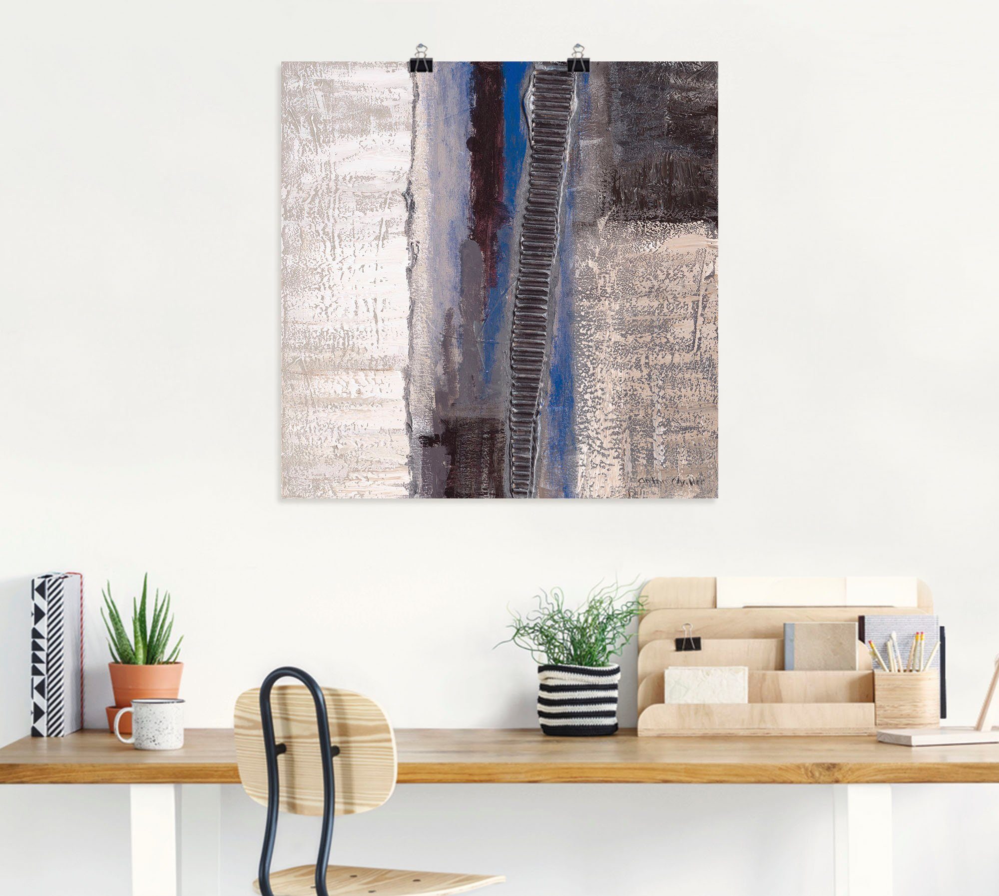 Artland Artprint Blauw/zilverkleur Abstract I als artprint van aluminium, artprint voor buiten, artprint op linnen, poster in verschillende maten. maten