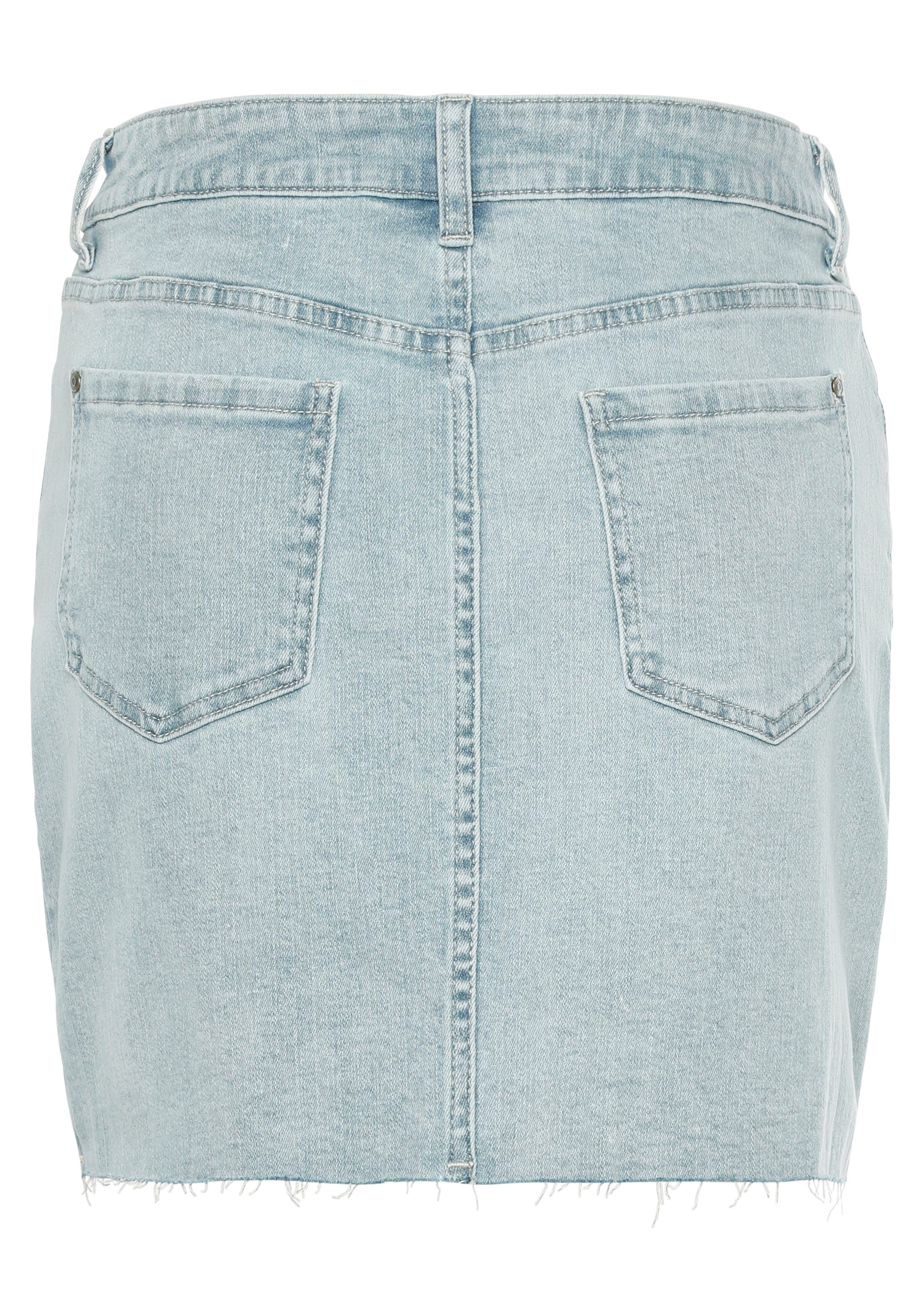 Buffalo Jeans rok kort model met franje aan de zoom, mini rok van comfortabel stretchkatoen