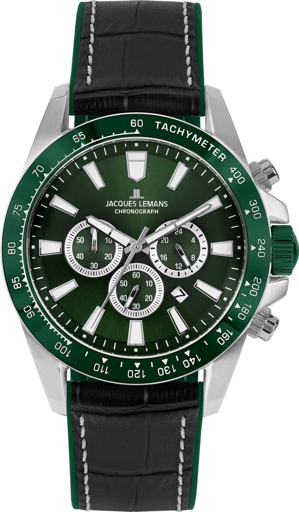 Jacques Lemans Chronograaf Liverpool, 1-2140C Quartz horloge, armbanduhr, herenhorloge, datum, stopfunctie, leren band heren horloges zwart