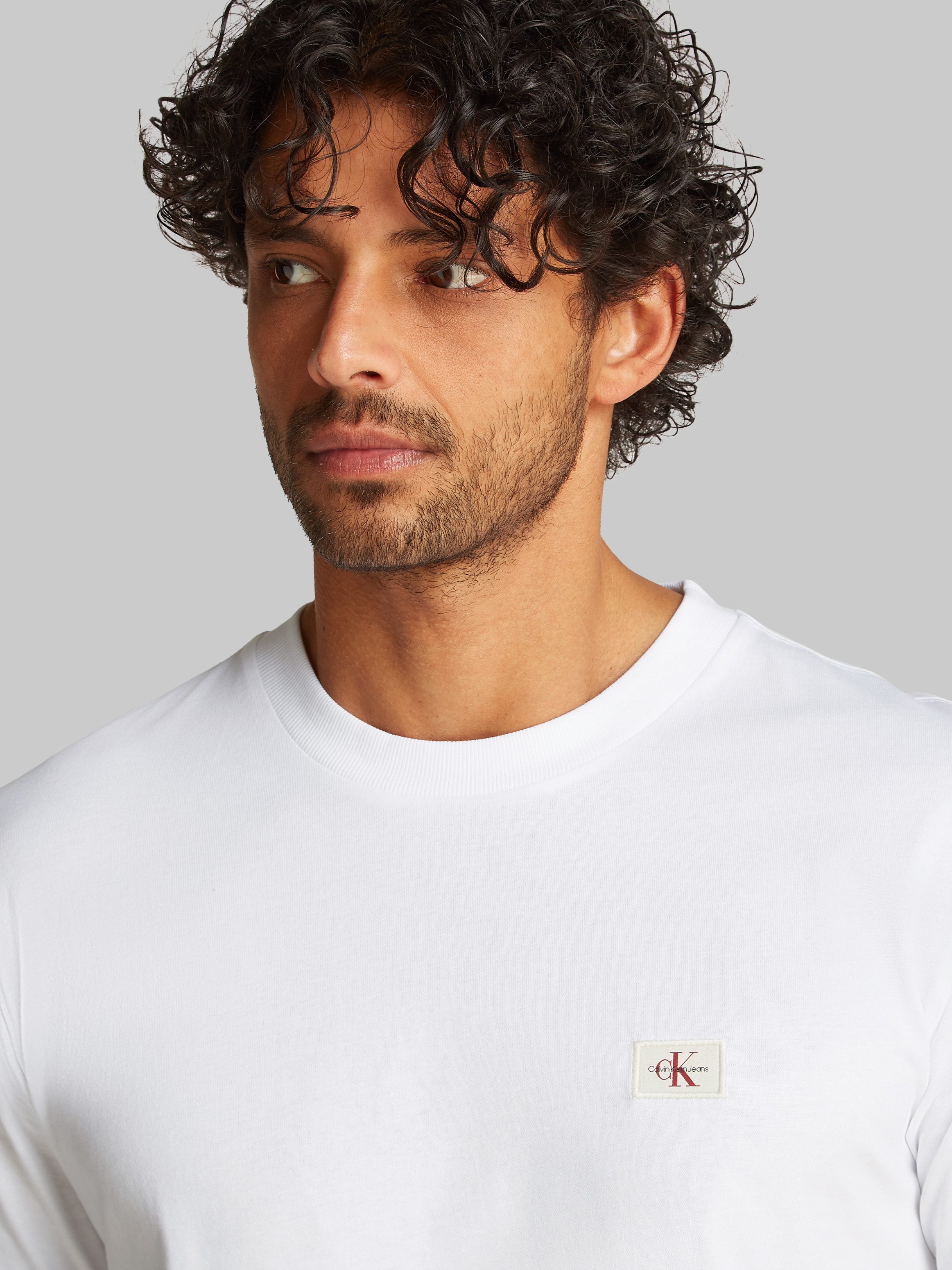 Calvin Klein Shirt met ronde hals WOVEN LABEL REGULAR TEE