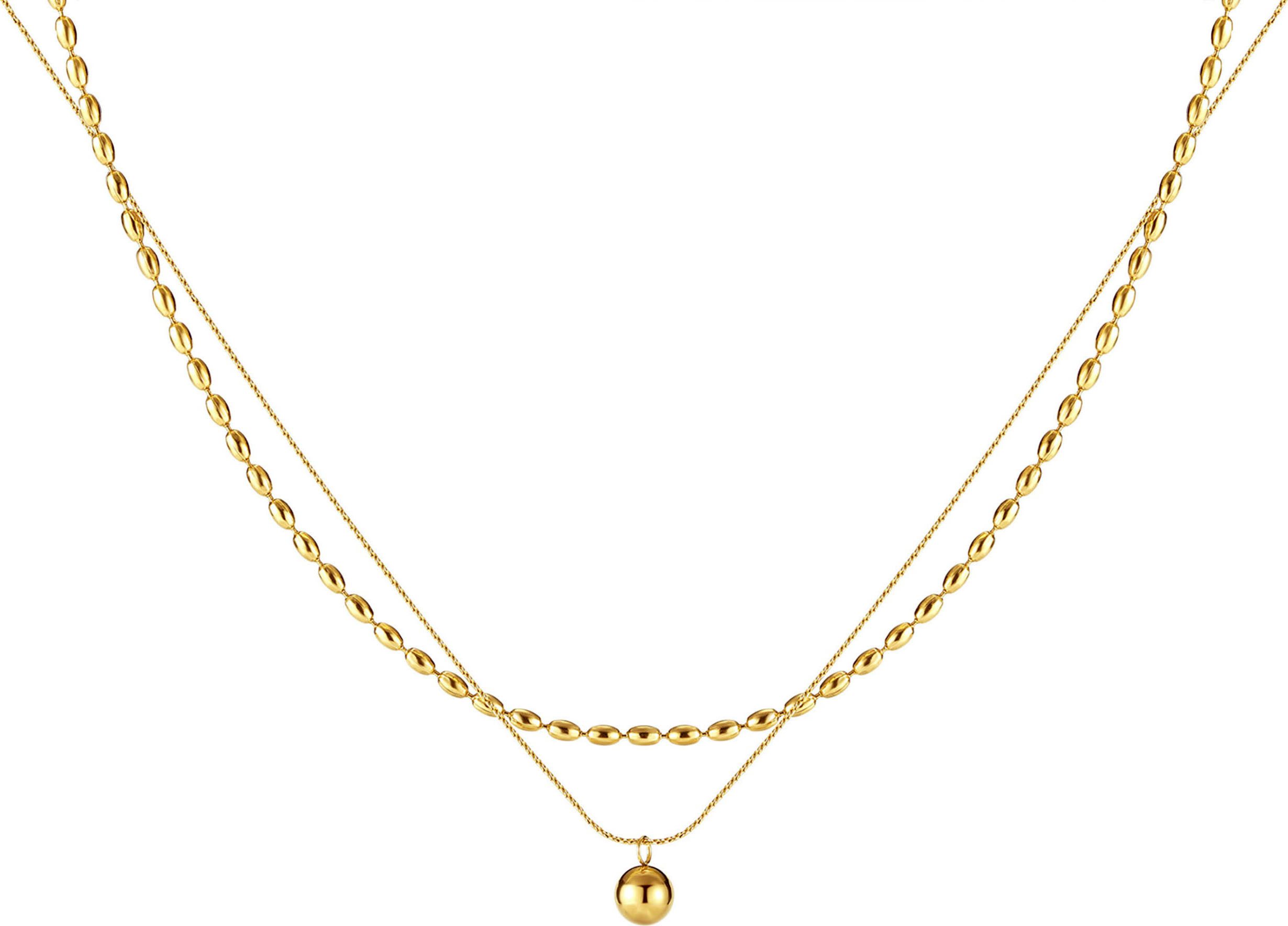 Firetti Ketting met hanger Sieraden cadeau roestvrijstalen halssieraden halsketting laag dubbelrijig dames kettingen goud(kleur)