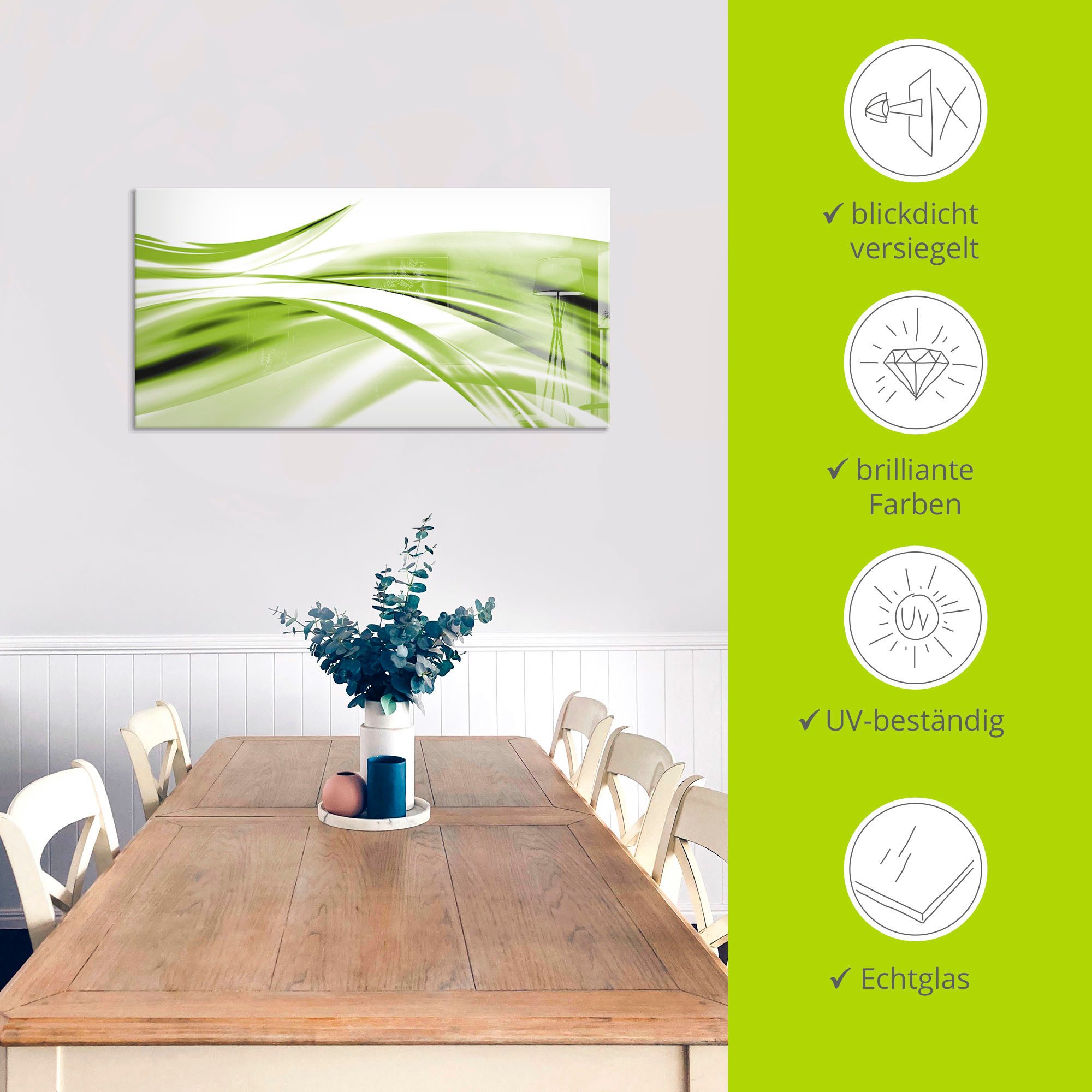 Artland Print op glas Mooie golf - abstract in verschillende maten