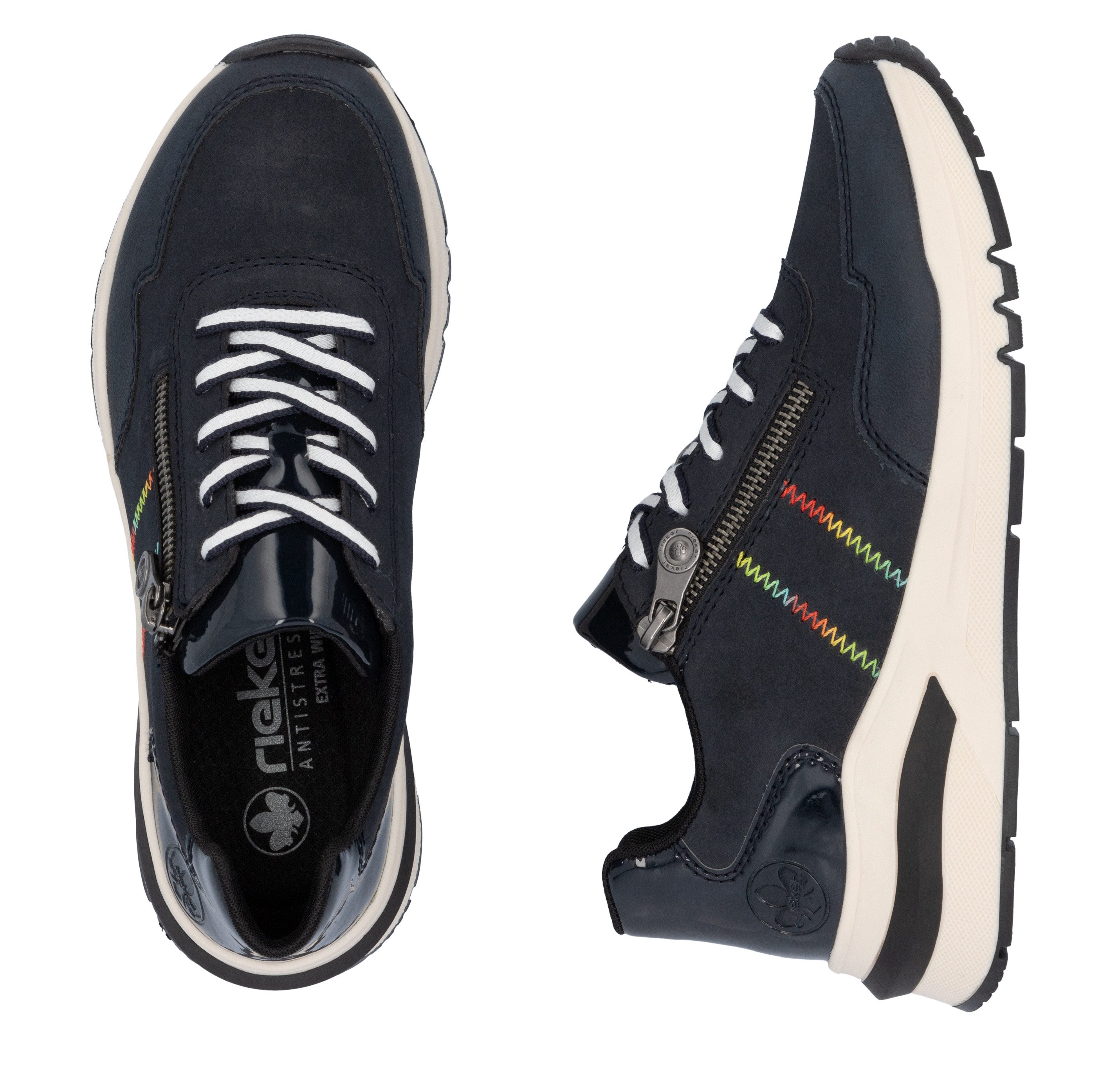Rieker Sneakers met sleehak , vrijetijdsschoen, lage schoen, veterschoen in comfortabele vorm