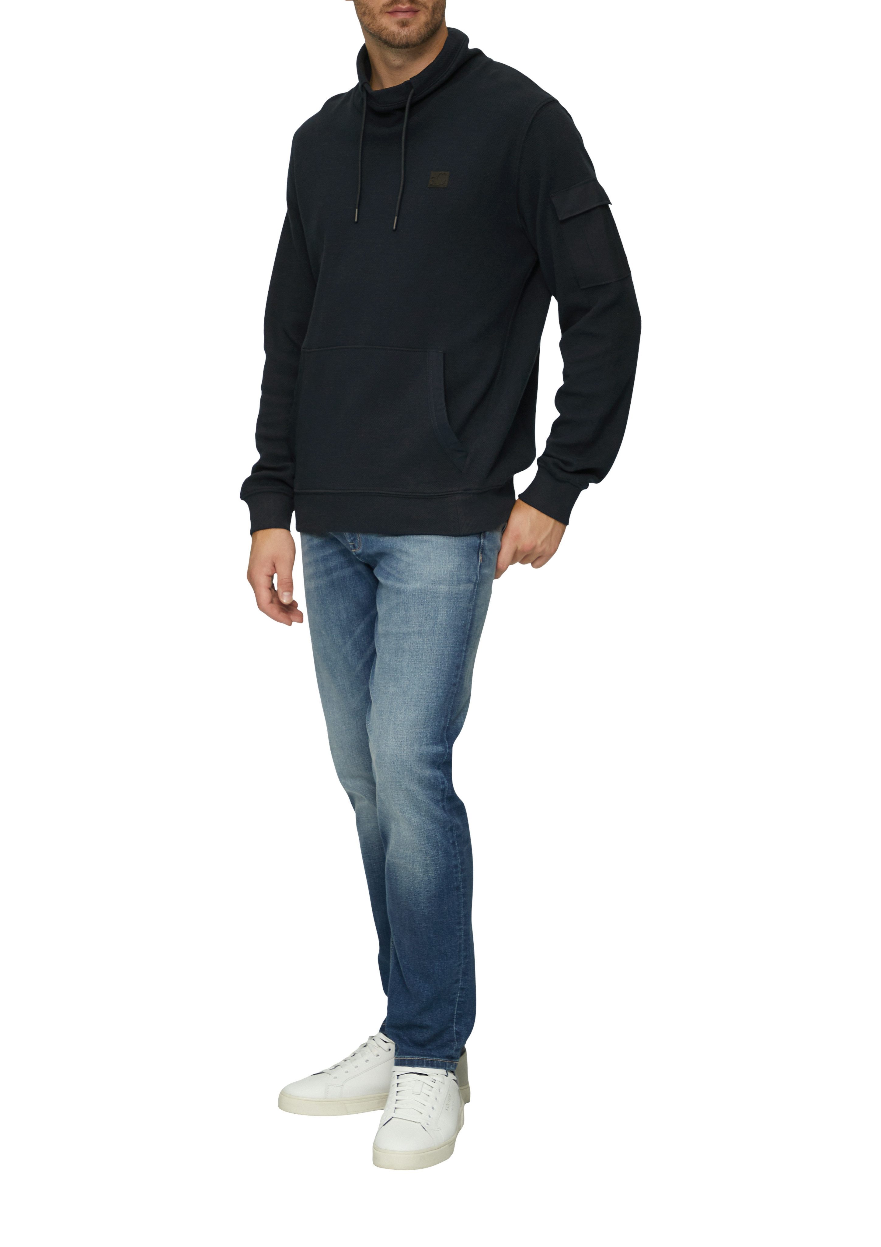 s.Oliver Sweater met kangoeroezak en hoge staande kraag