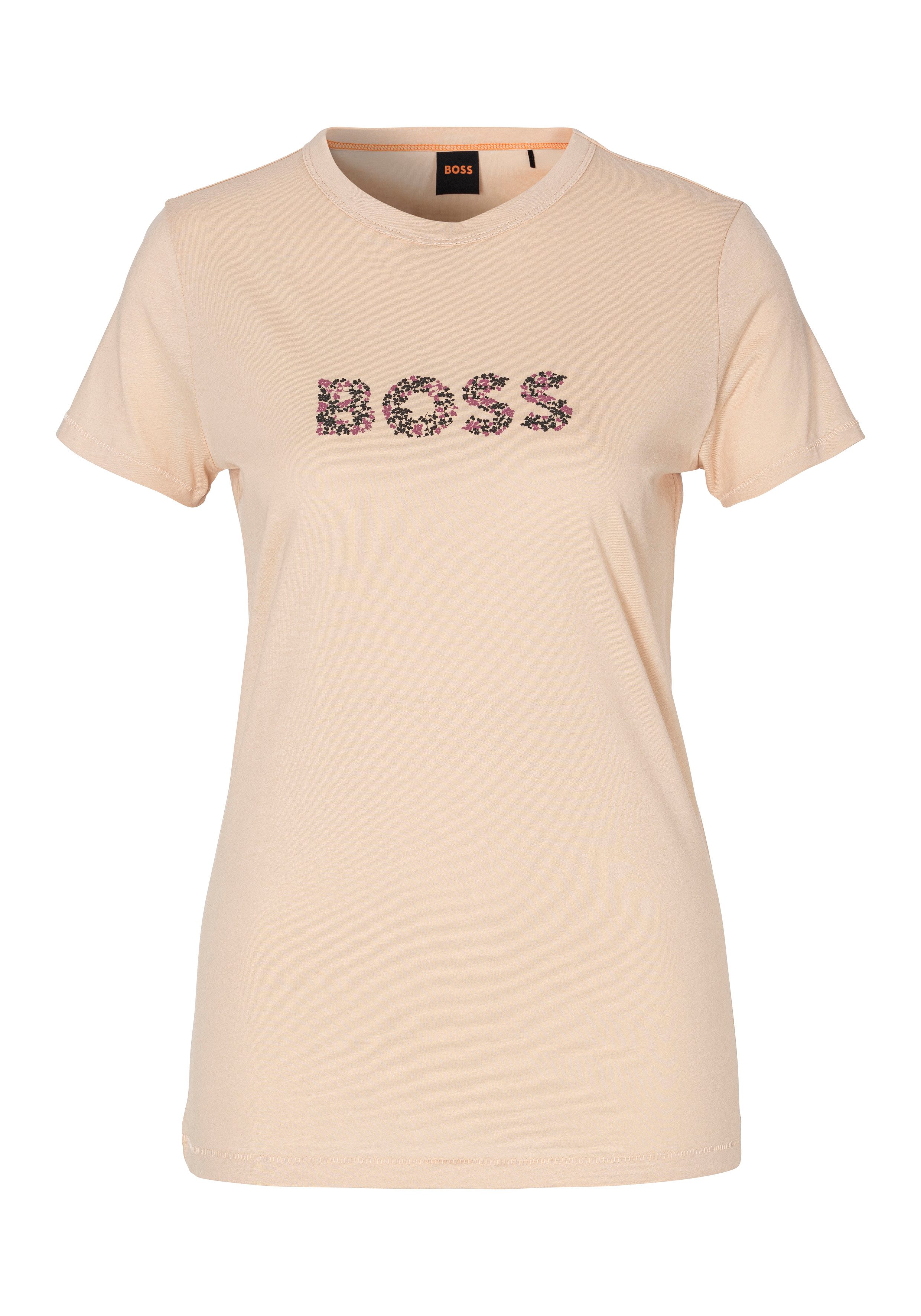 Hugo Boss Dames Logo Print T-Shirt Beige Dames