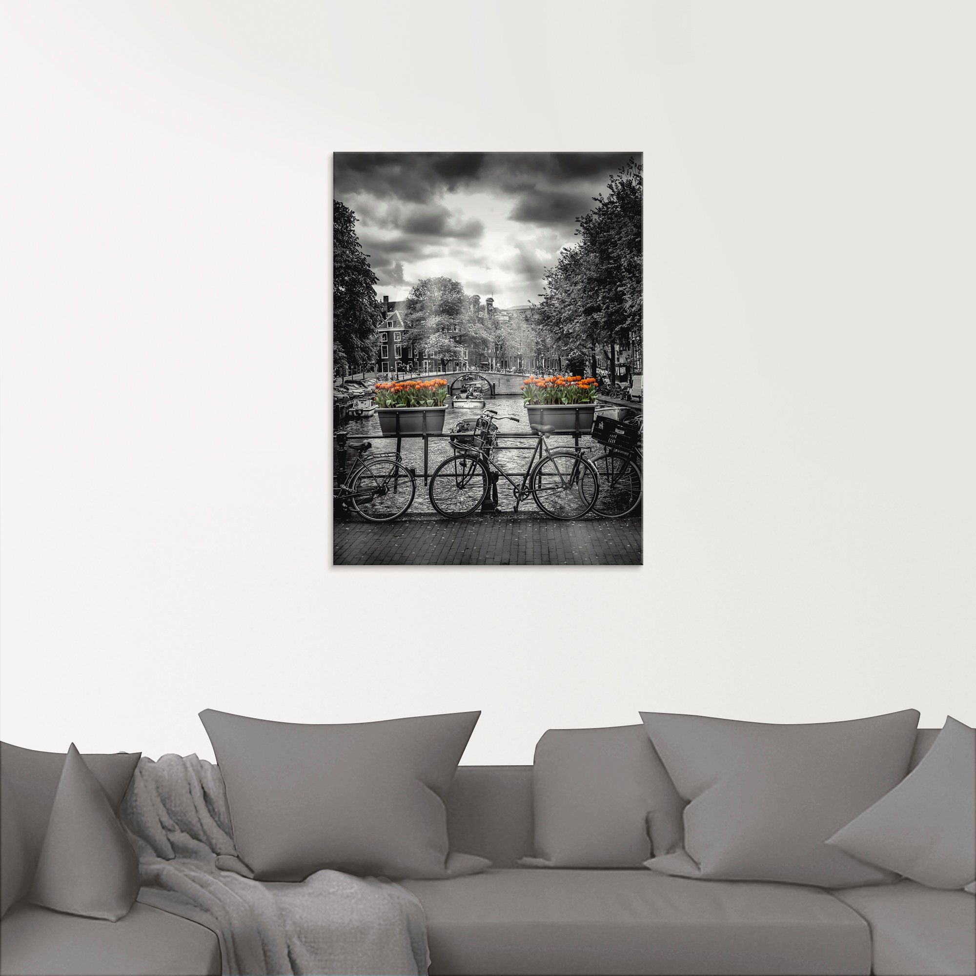 Artland Print op glas Amsterdam Herengracht & zonnestralen