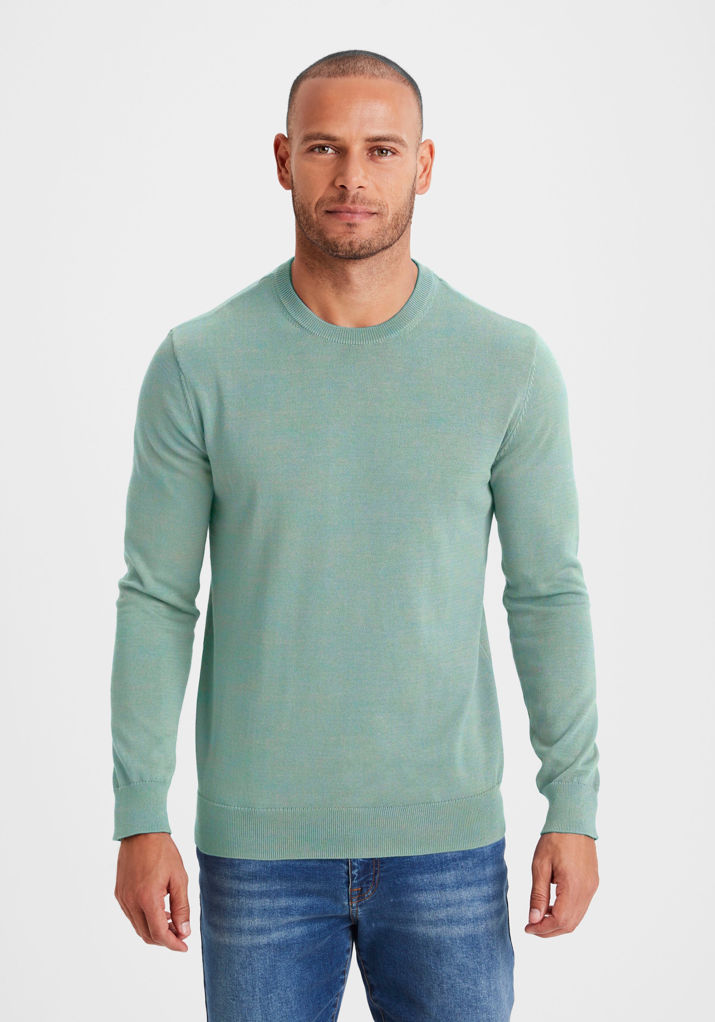 H.I.S Gebreide trui Regular fit lange mouwen pullover van fijn breiwerk katoenmix