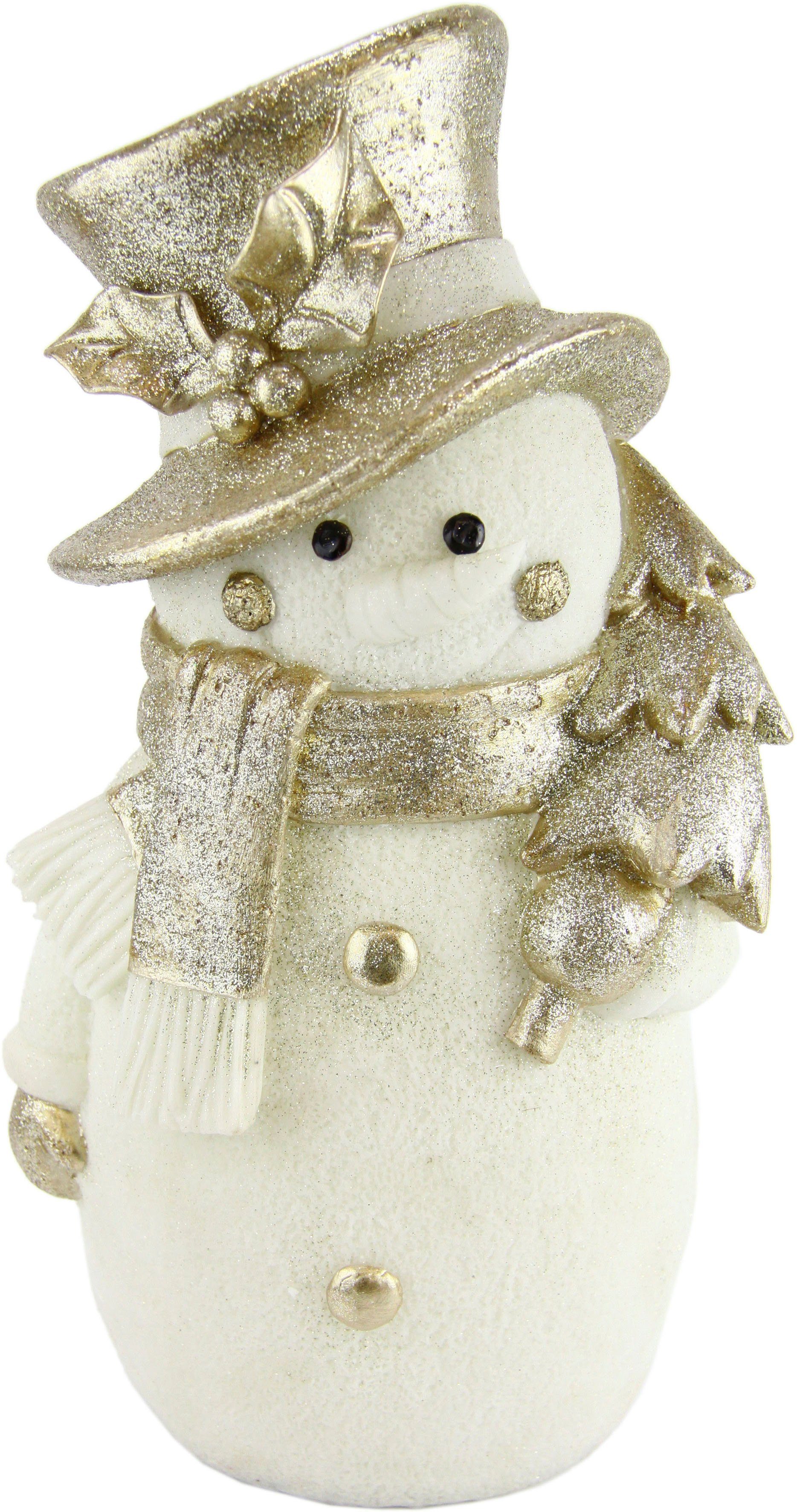 I.GE.A. Decoratief figuur Sneeuwpop Kerstdecoratie van polyresin, hoogte ca. 36 cm (1 stuk)