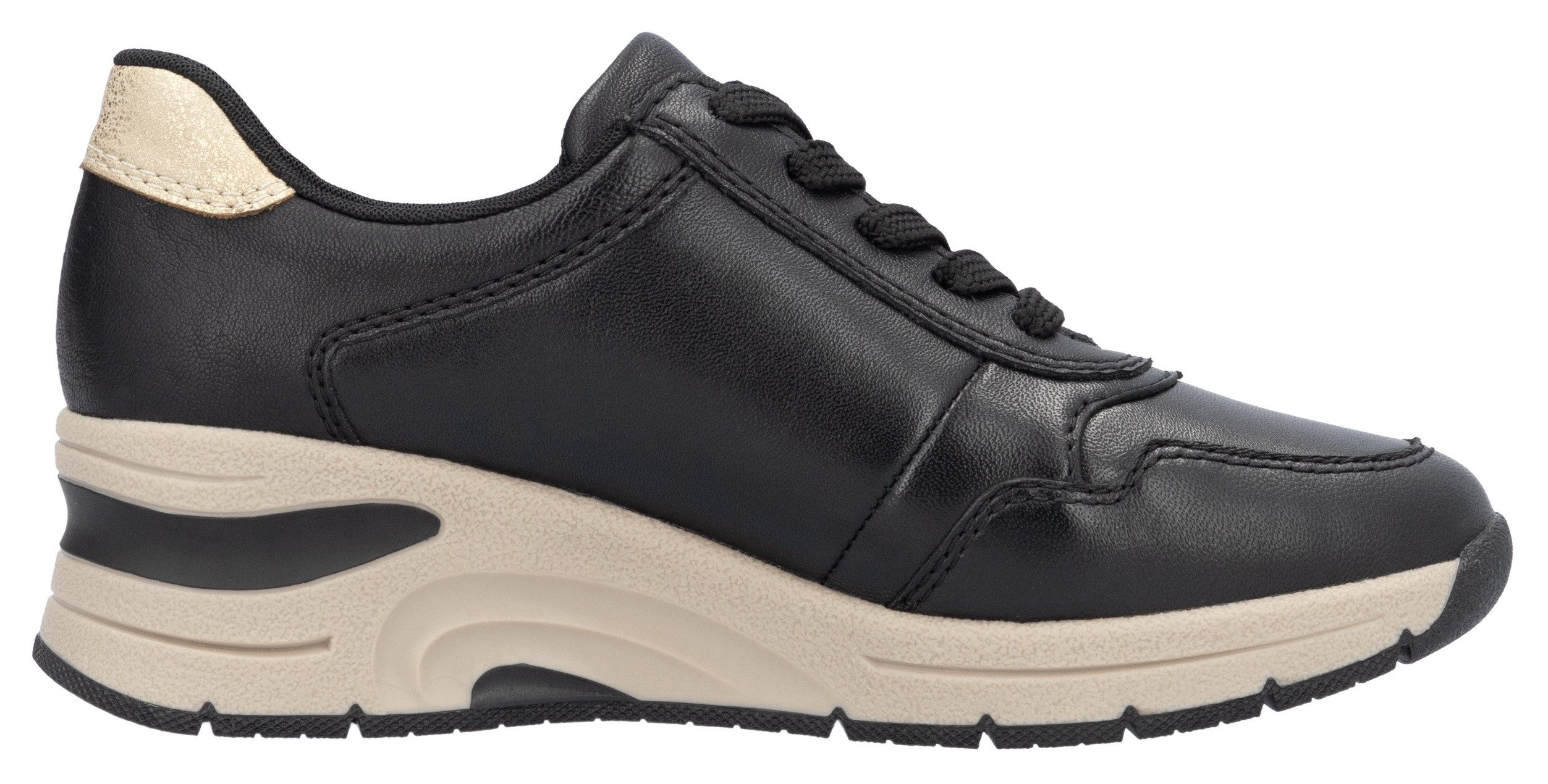 Rieker Sneakers met sleehak , vrijetijdsschoen, lage schoen, veterschoen met rits, smalle vorm