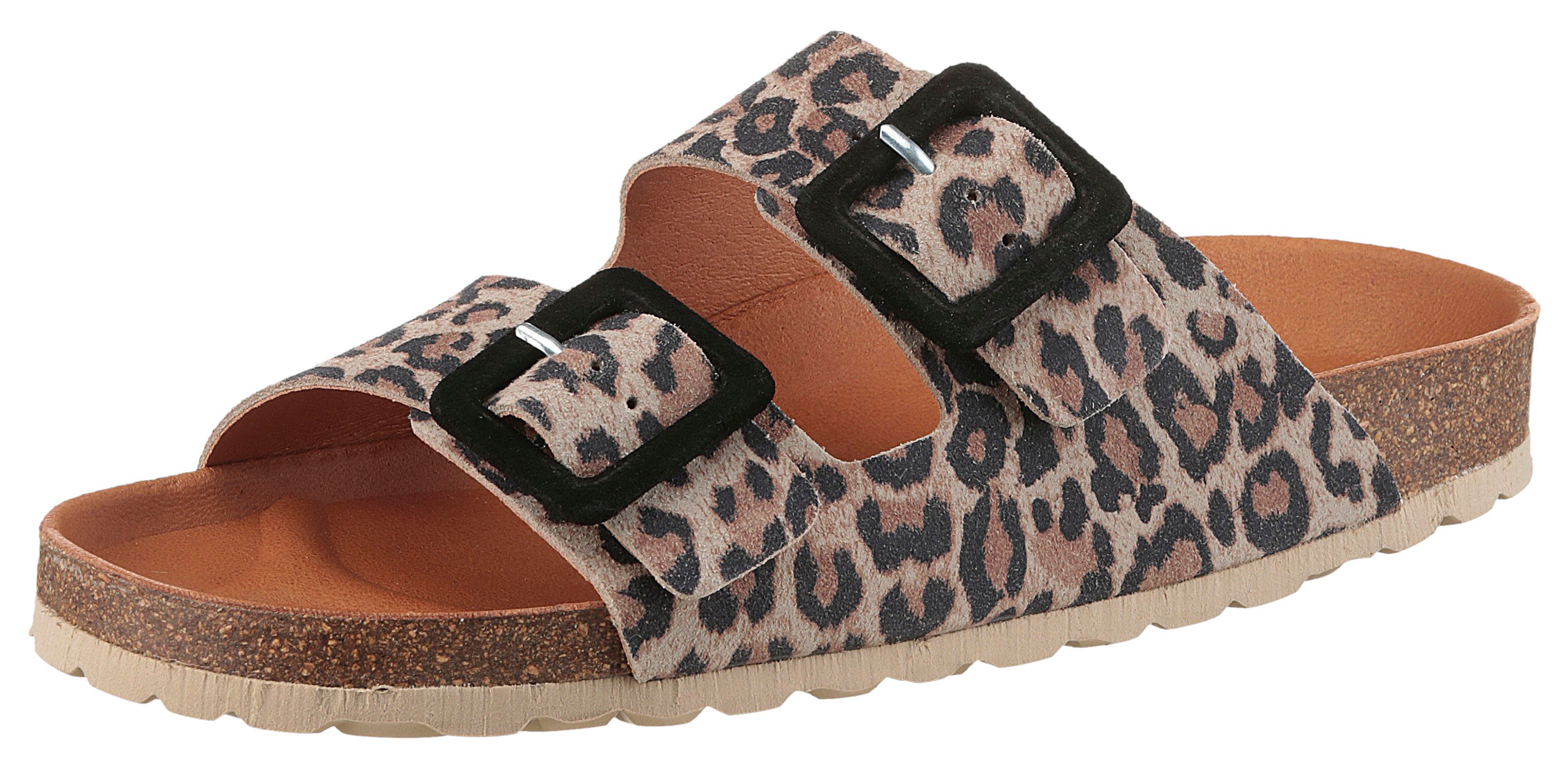 VERBENAS Slippers Randell Leopardo zomerschoen, slippers, pantoffel met zachte binnenzool dames sandaaltjes maat 38 bruin