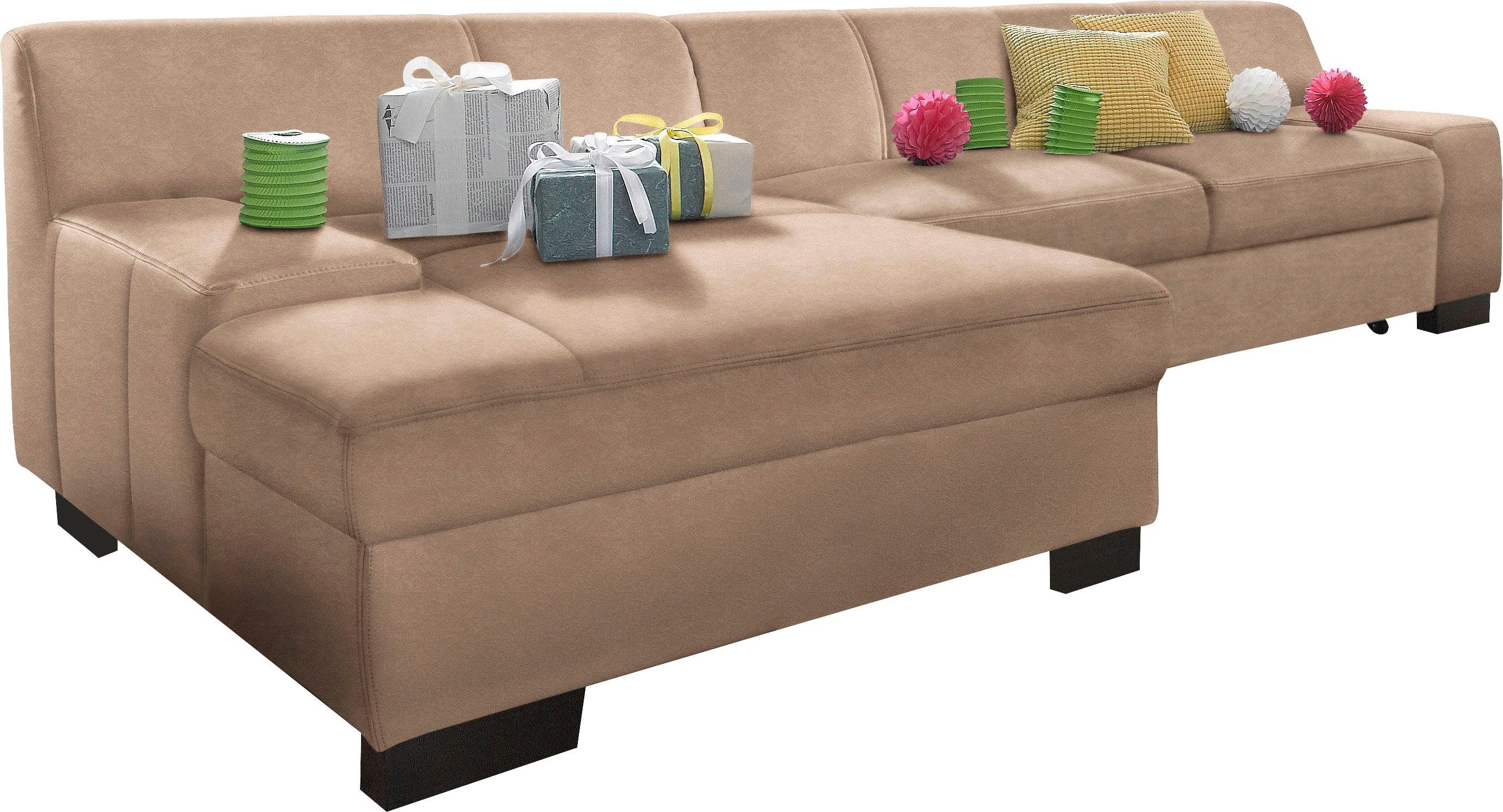 DOMO collection Hoekbank Norma, elegant en modern, met platte armleuningen, L-vorm