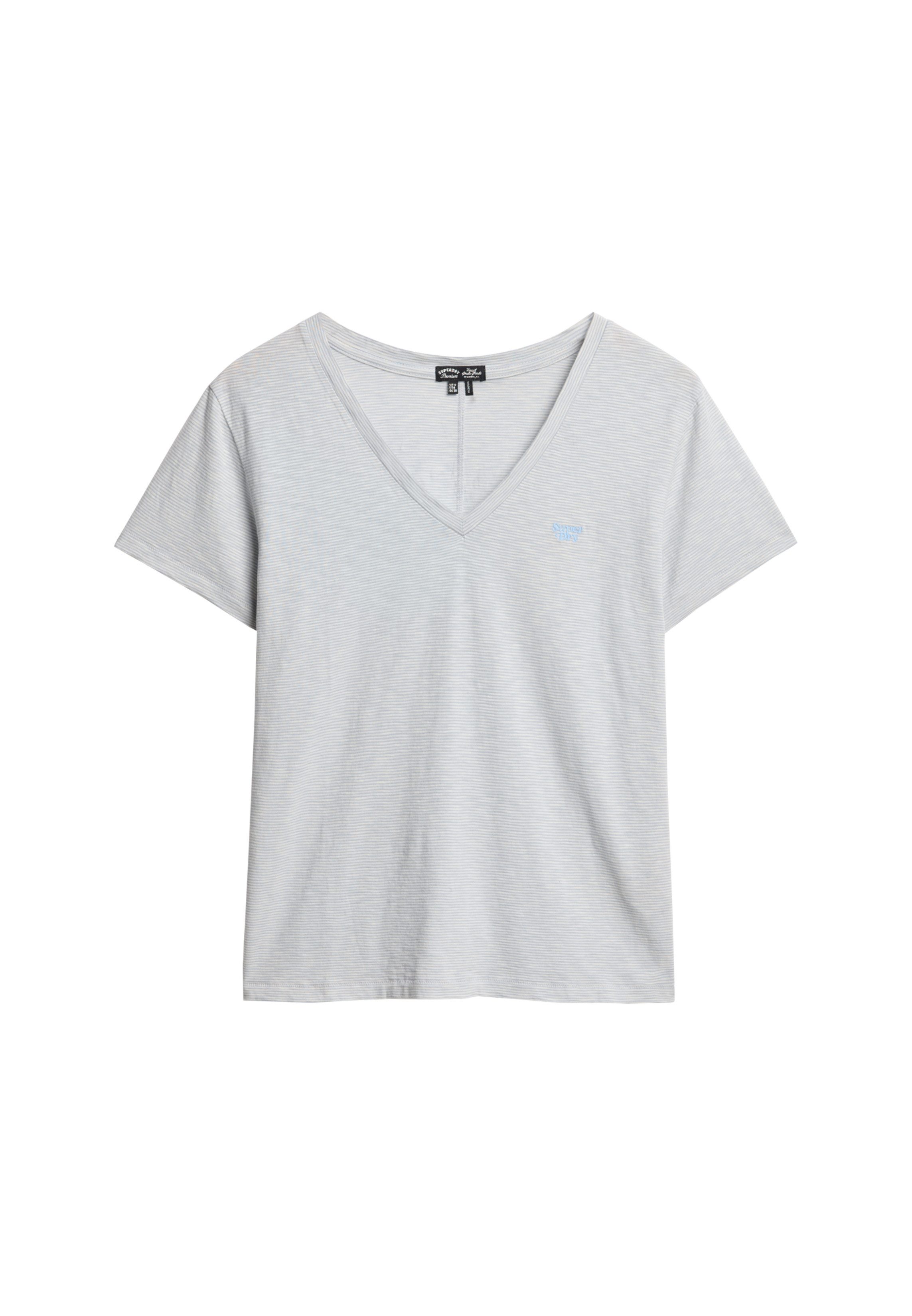 Superdry Shirt met V-hals STUDIOS SLUB EMB VEE TEE gestructureerd t-shirt met v-hals en borduursel