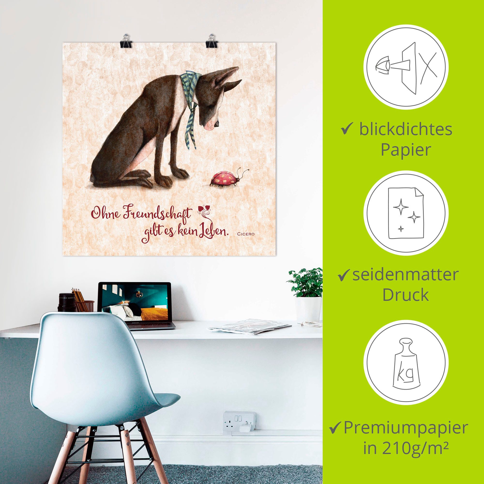 Artland Artprint Levenswijsheid vriendschap als artprint van aluminium, artprint voor buiten, artprint op linnen, poster in verschillende maten. maten