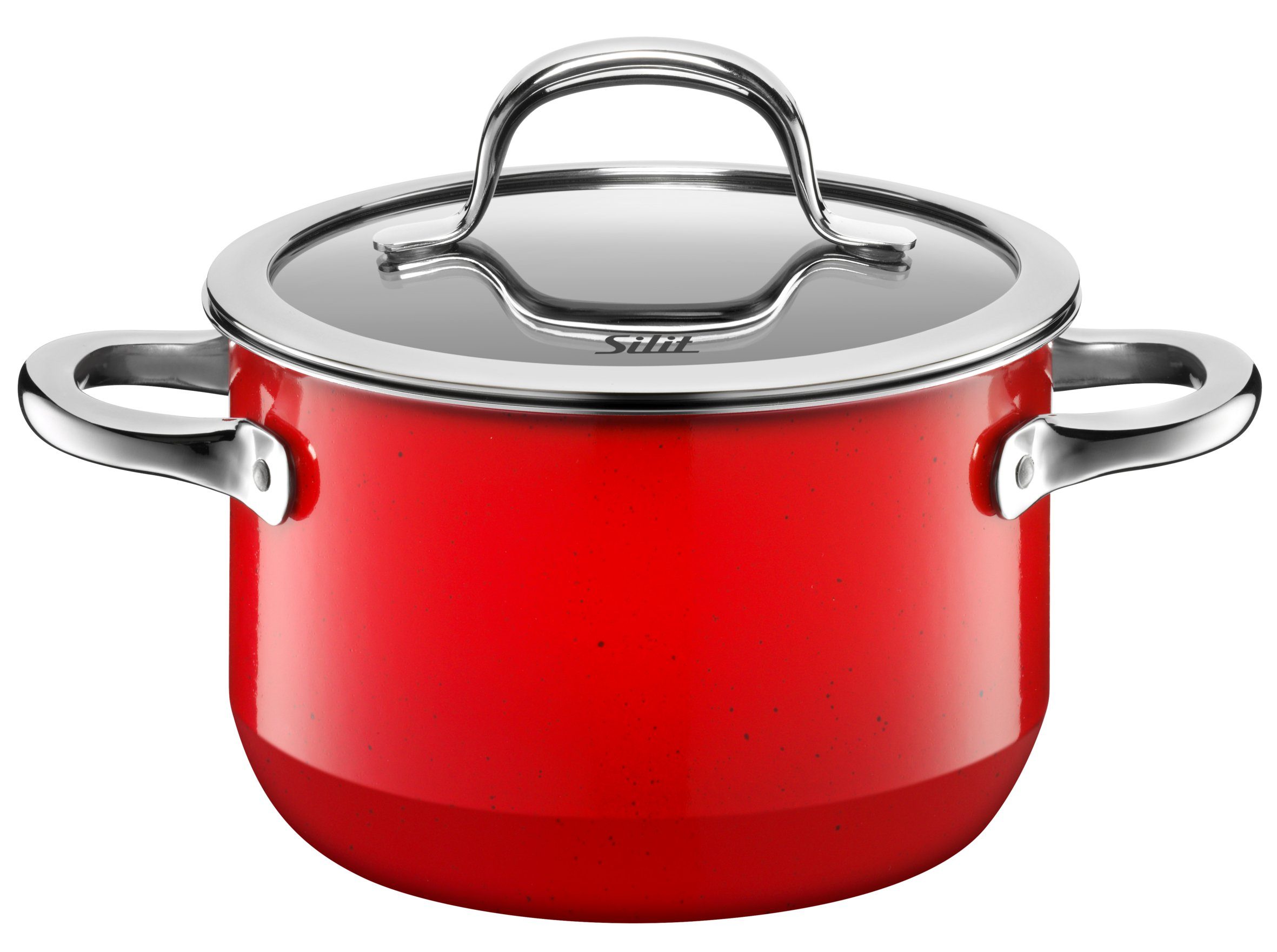 Silit Pannenset Passion red inductie, kookpan set met glazen deksel zonder schaalverdeling, geschikt voor alle soorten fornuizen, made in germany (set)