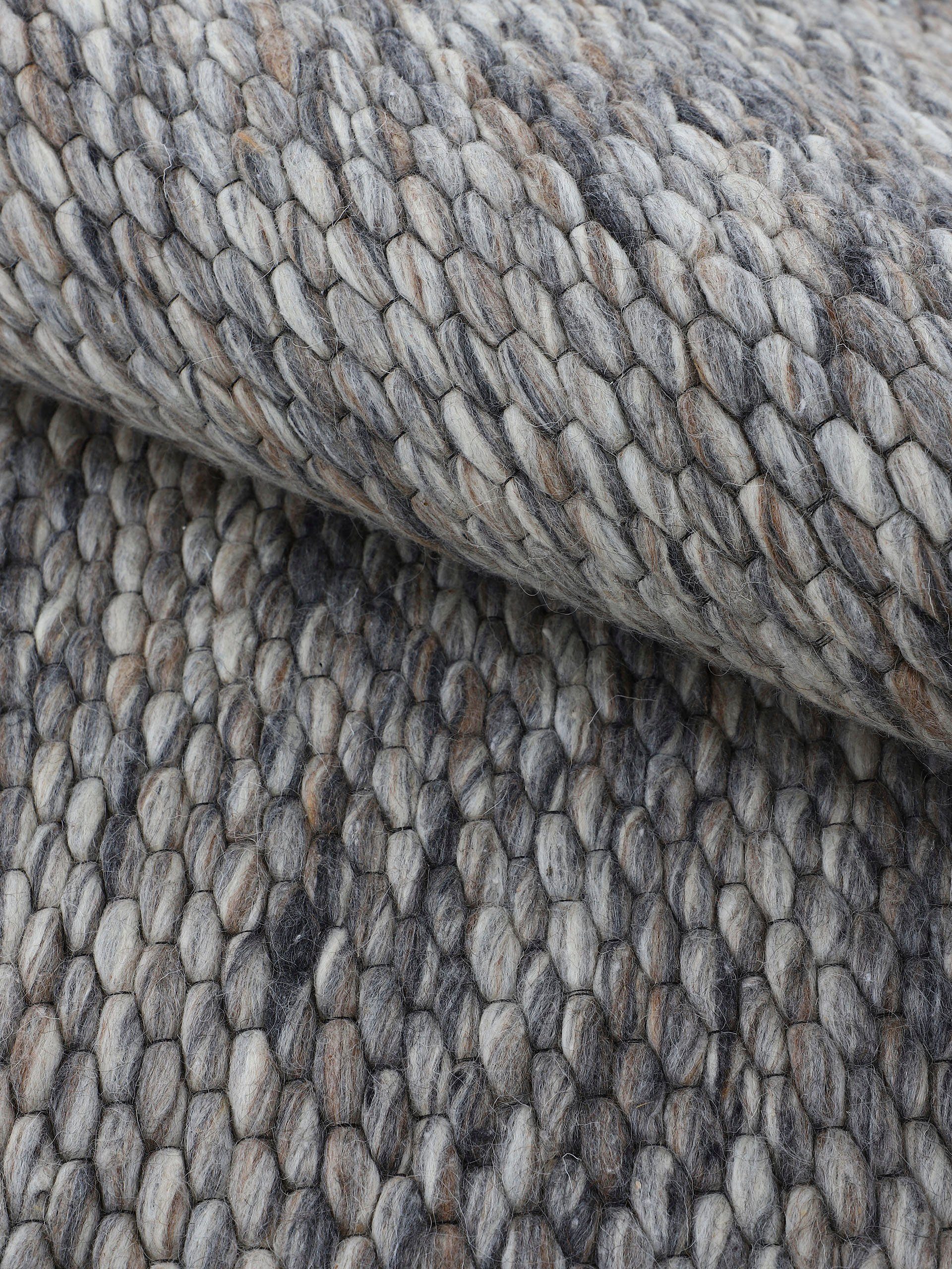 carpetfine Wollen kleed Sina grove structuur, tijdloos design, 100% wol, woonkamer