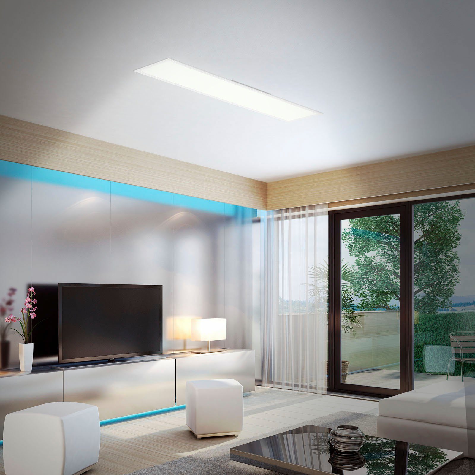 Briloner Leuchten Led-paneel 7154016 Colour Plafondlamp, 119,6x29,6x6,5 cm, wit, 40W, woonkamer, slaapkamer